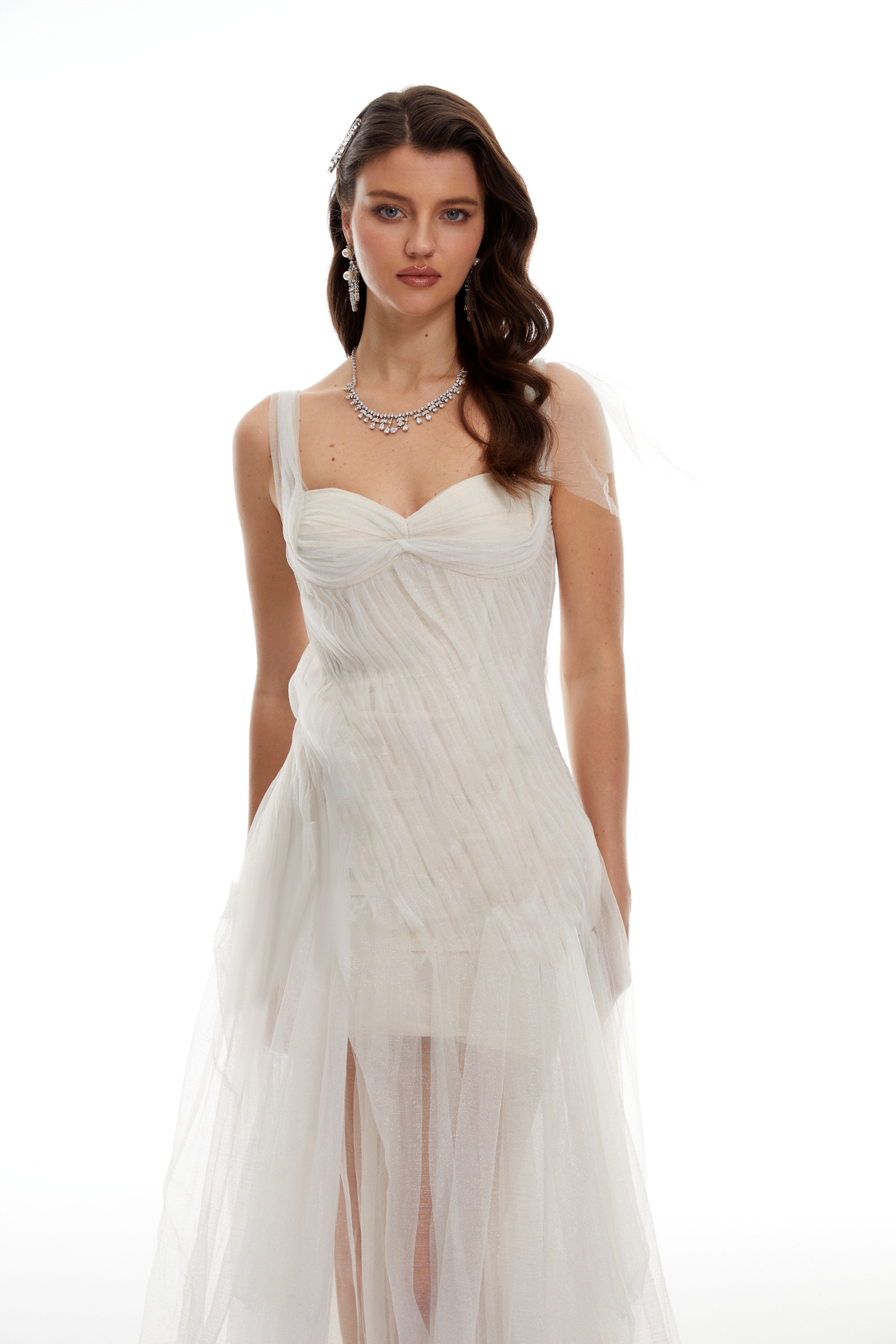 Scarlett Weißes Tüll-Korsett-Maxikleid