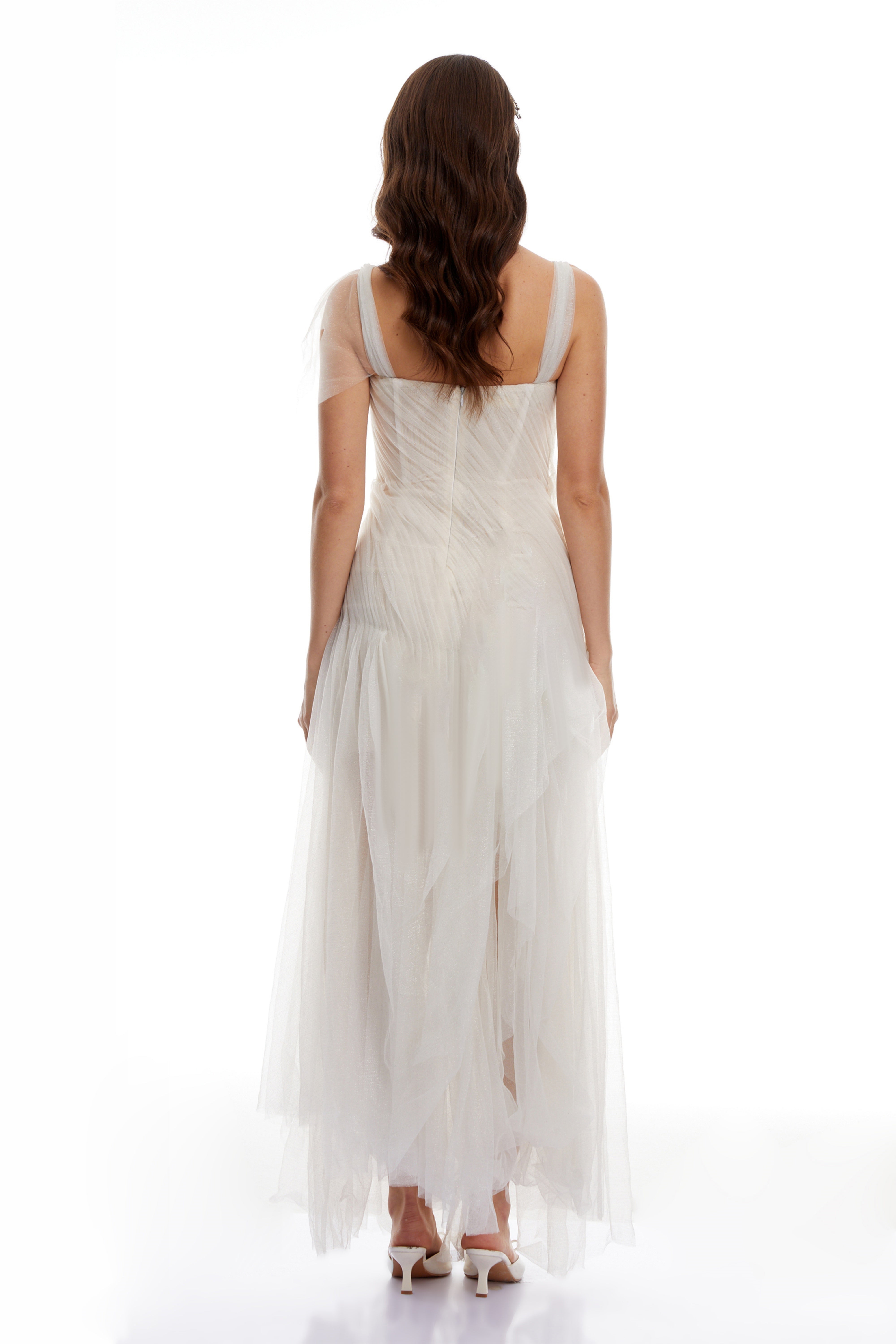 Scarlett Weißes Tüll-Korsett-Maxikleid