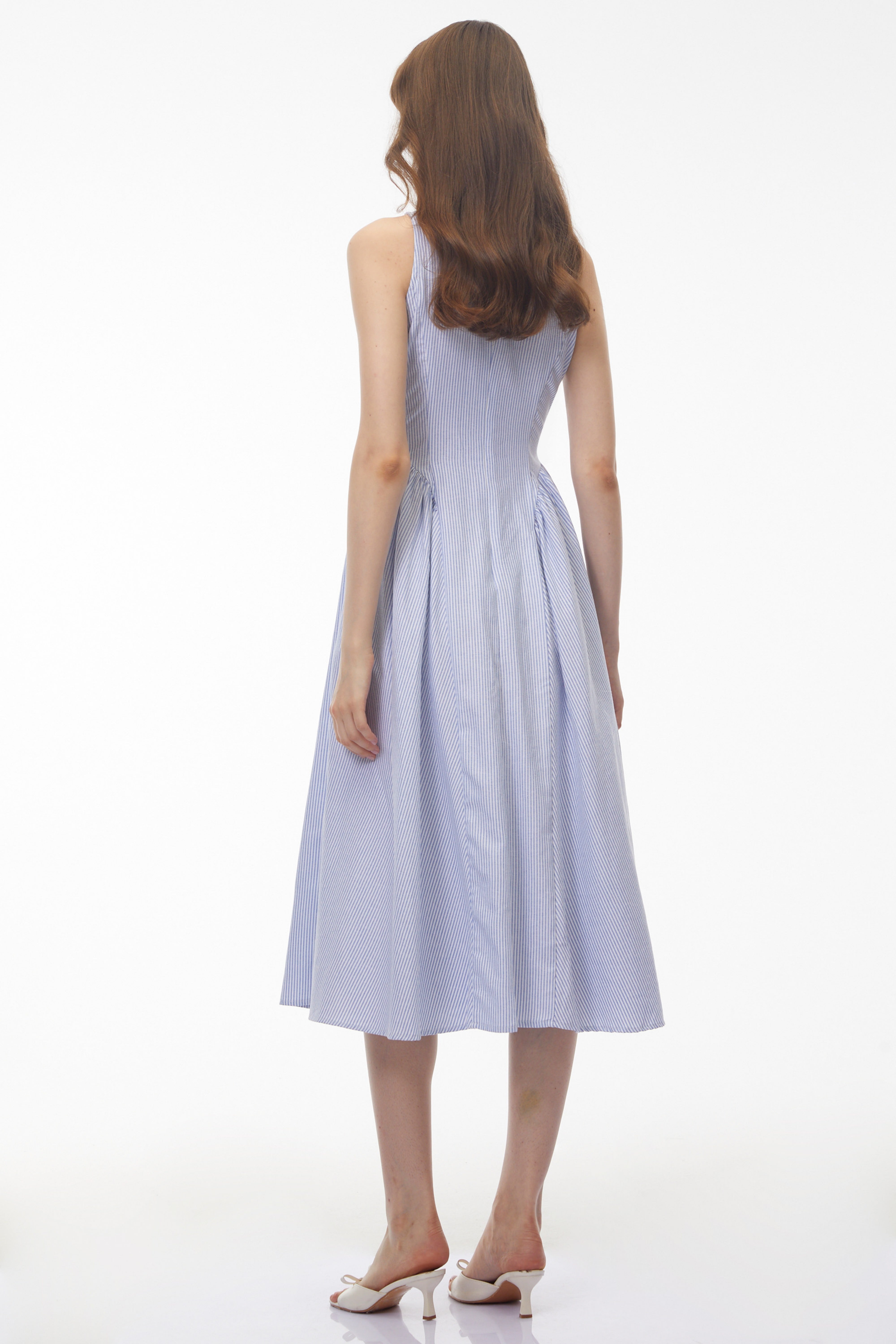 Scylla Blue Striped Midi Dress