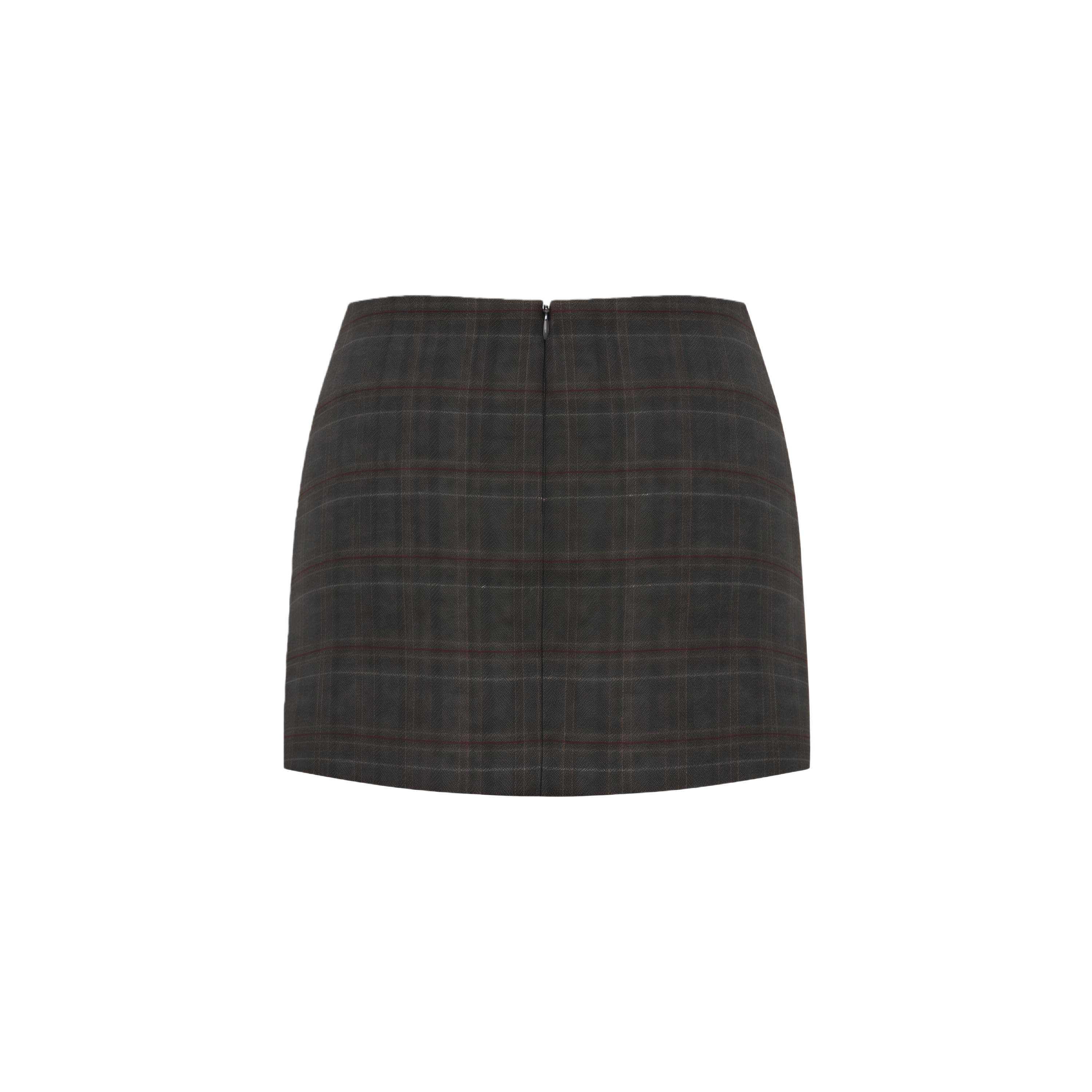 Grey Cut-out Checked Blazer Skirt Set