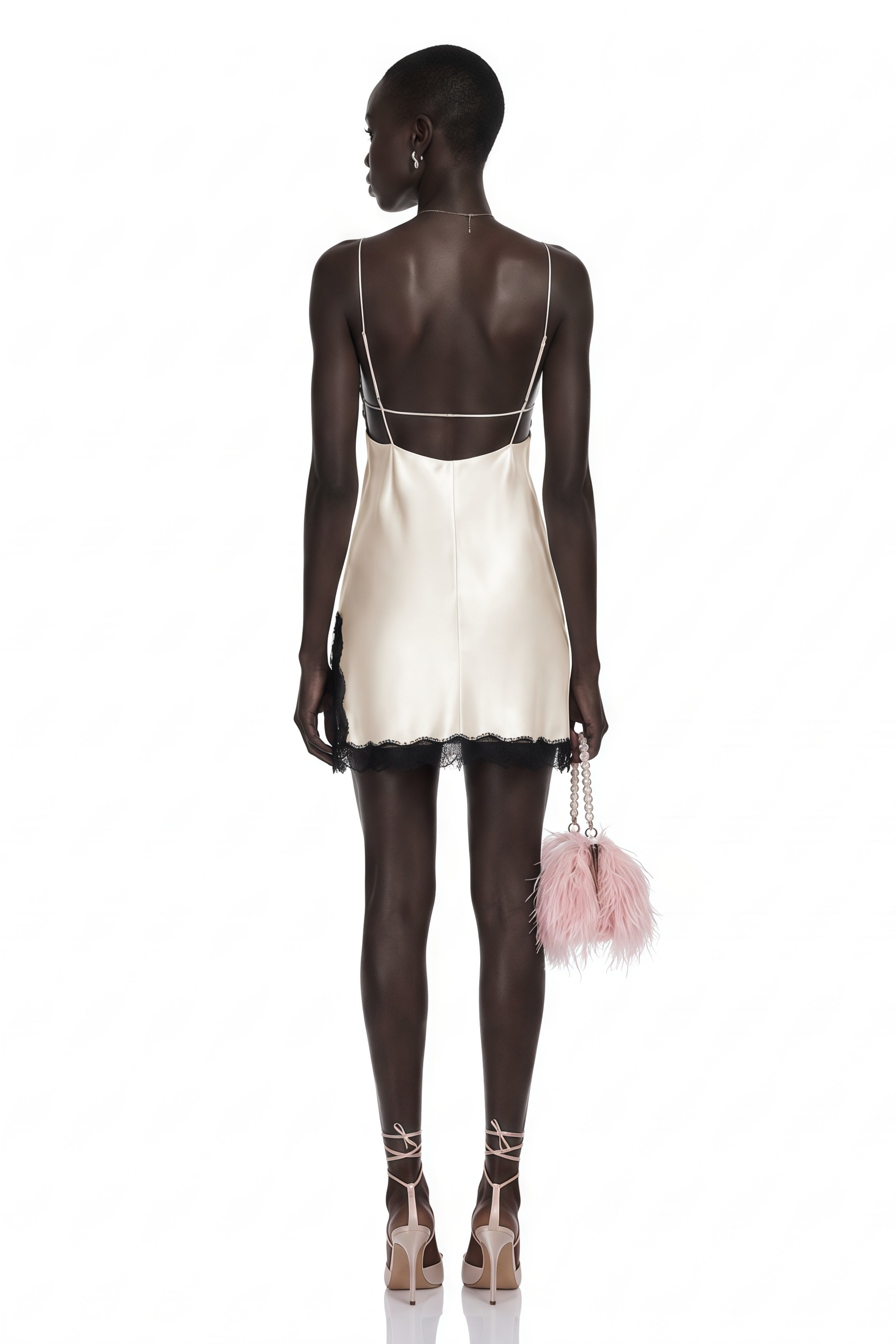 Sidonie Khaki V-Neck Lace Satin Mini Dress