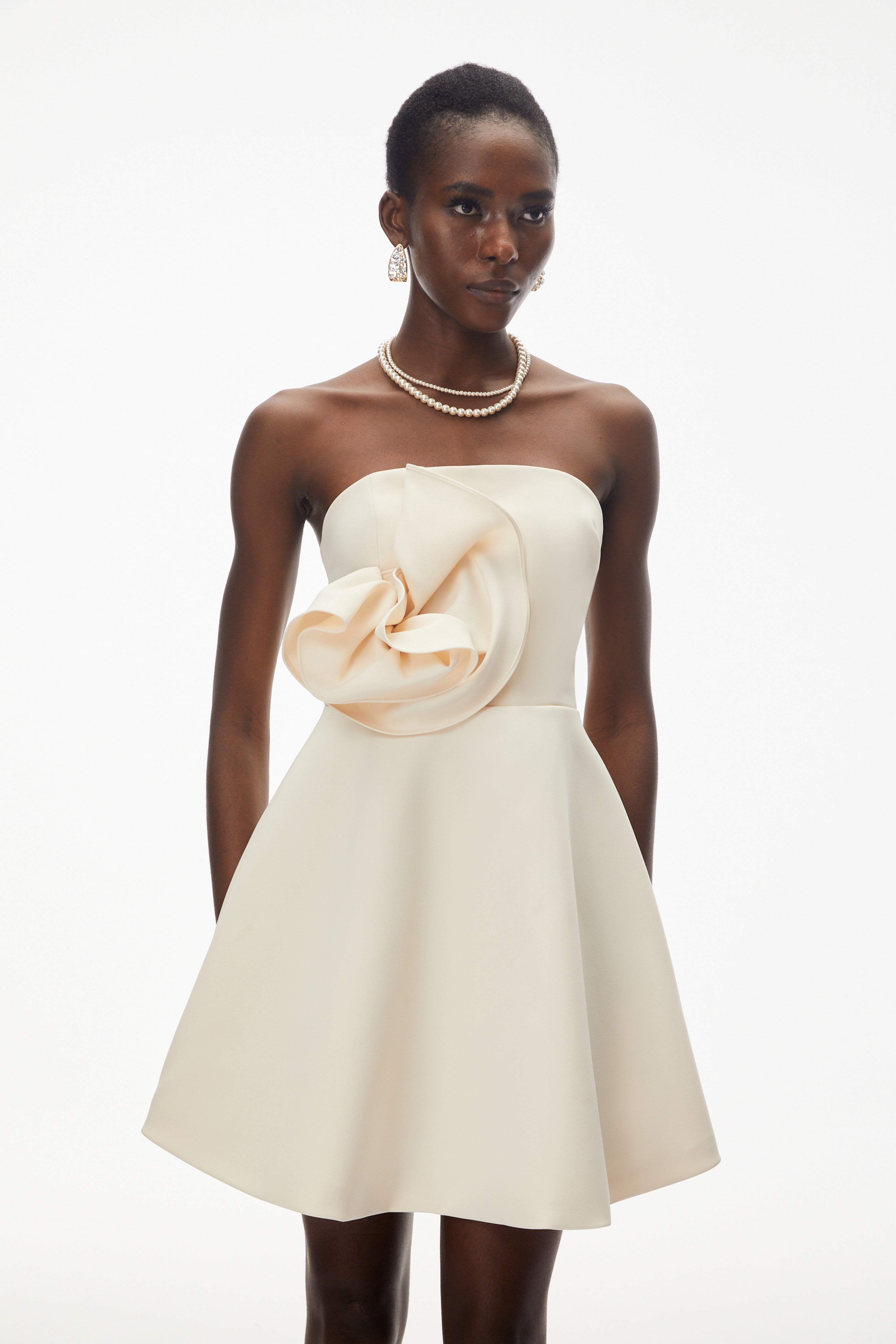 Sienna Ivory Mini Dress with 3D Floral