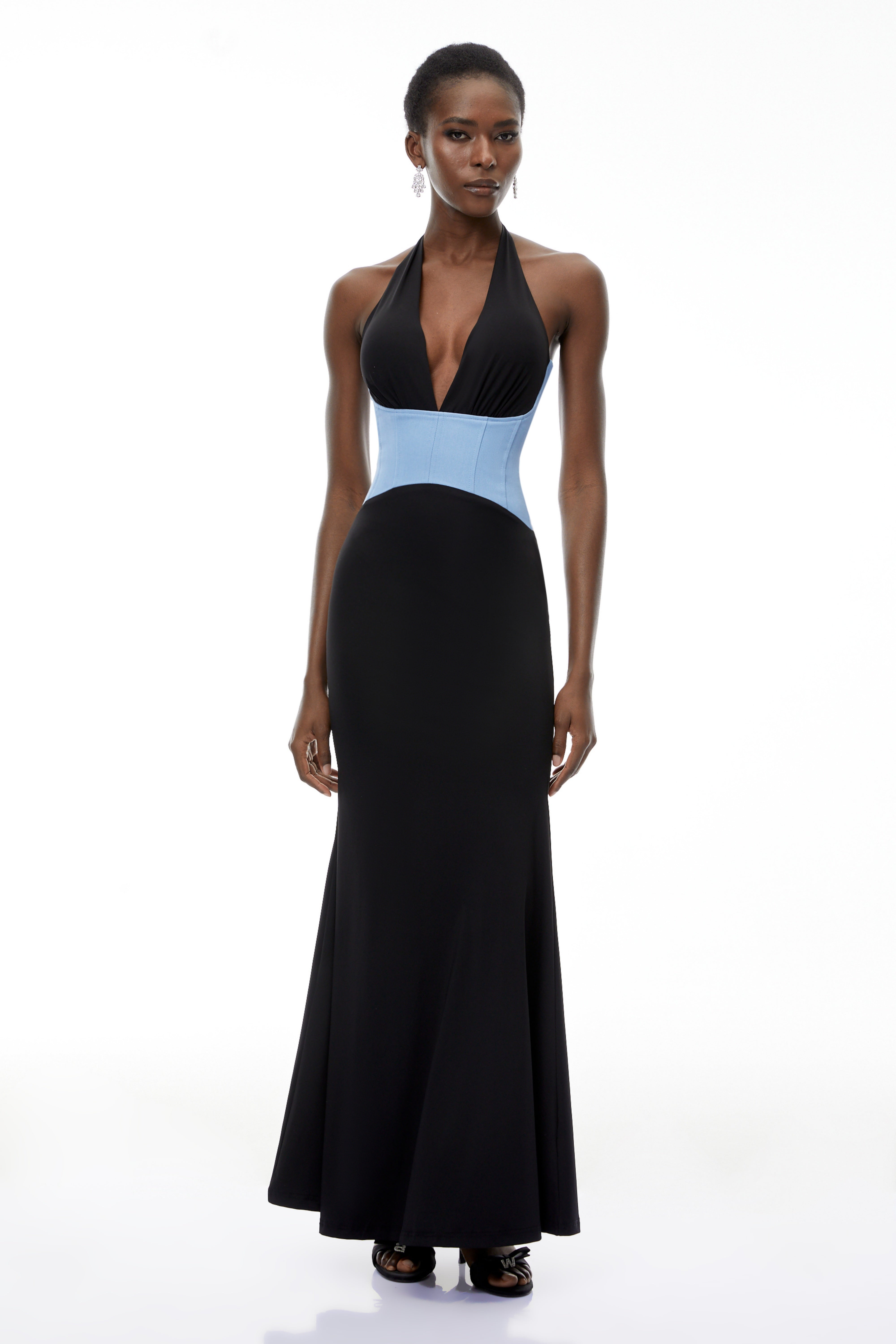 Simone Black – Maxikleid im Meerjungfrauen-Stil mit Farbblöcken