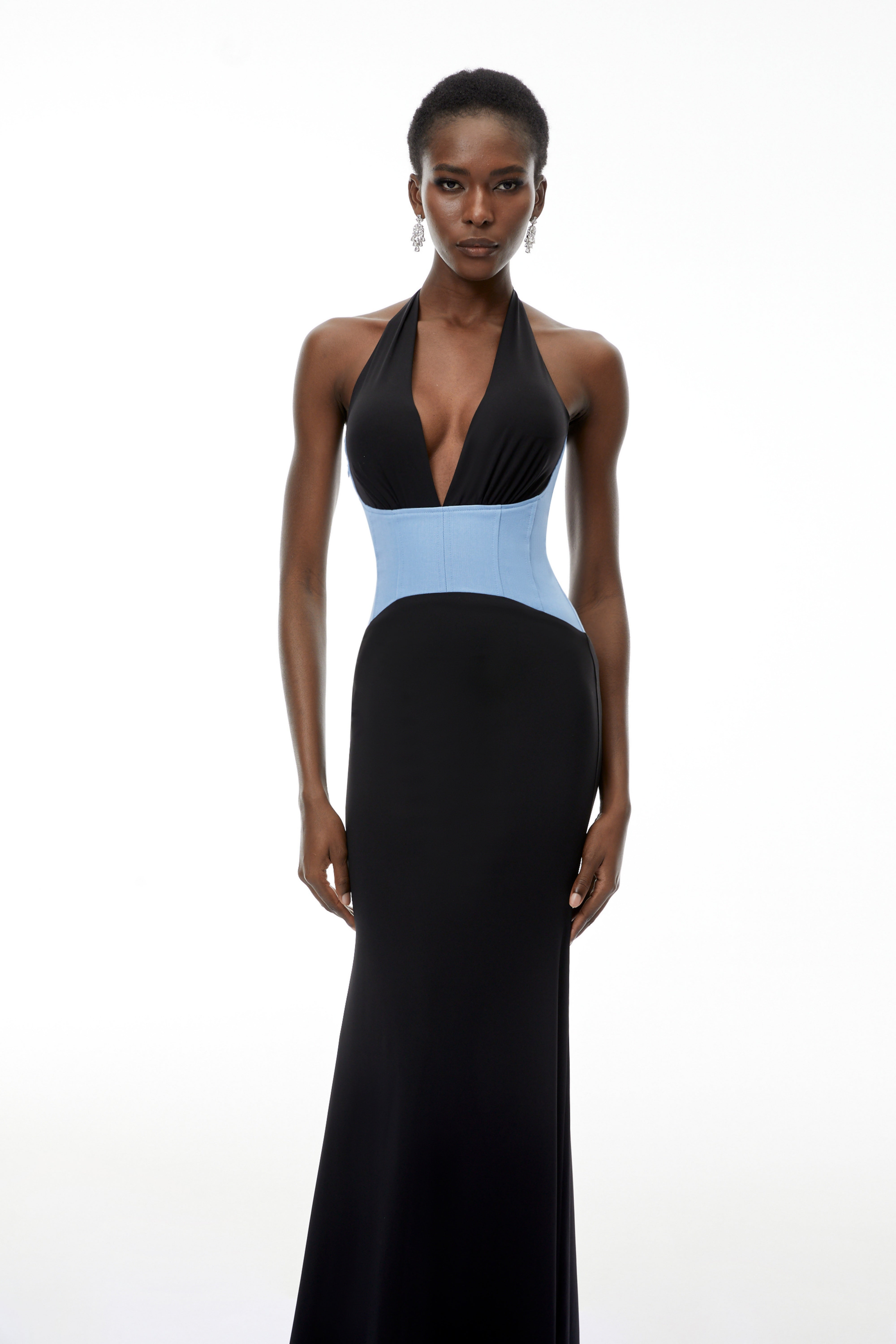 Simone Black – Maxikleid im Meerjungfrauen-Stil mit Farbblöcken