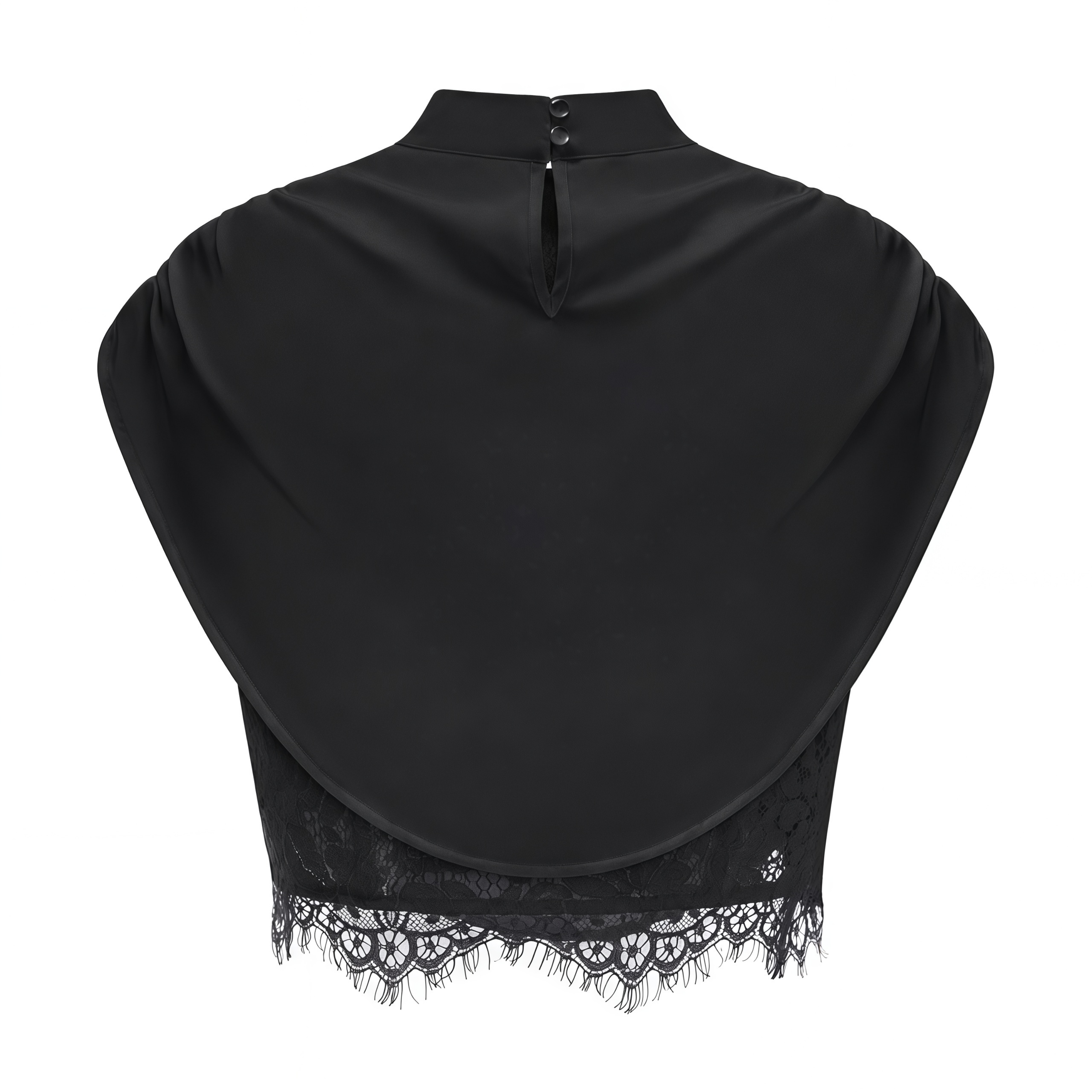 Siosi Black Ruched Top & Skirt Set with Lace Trim