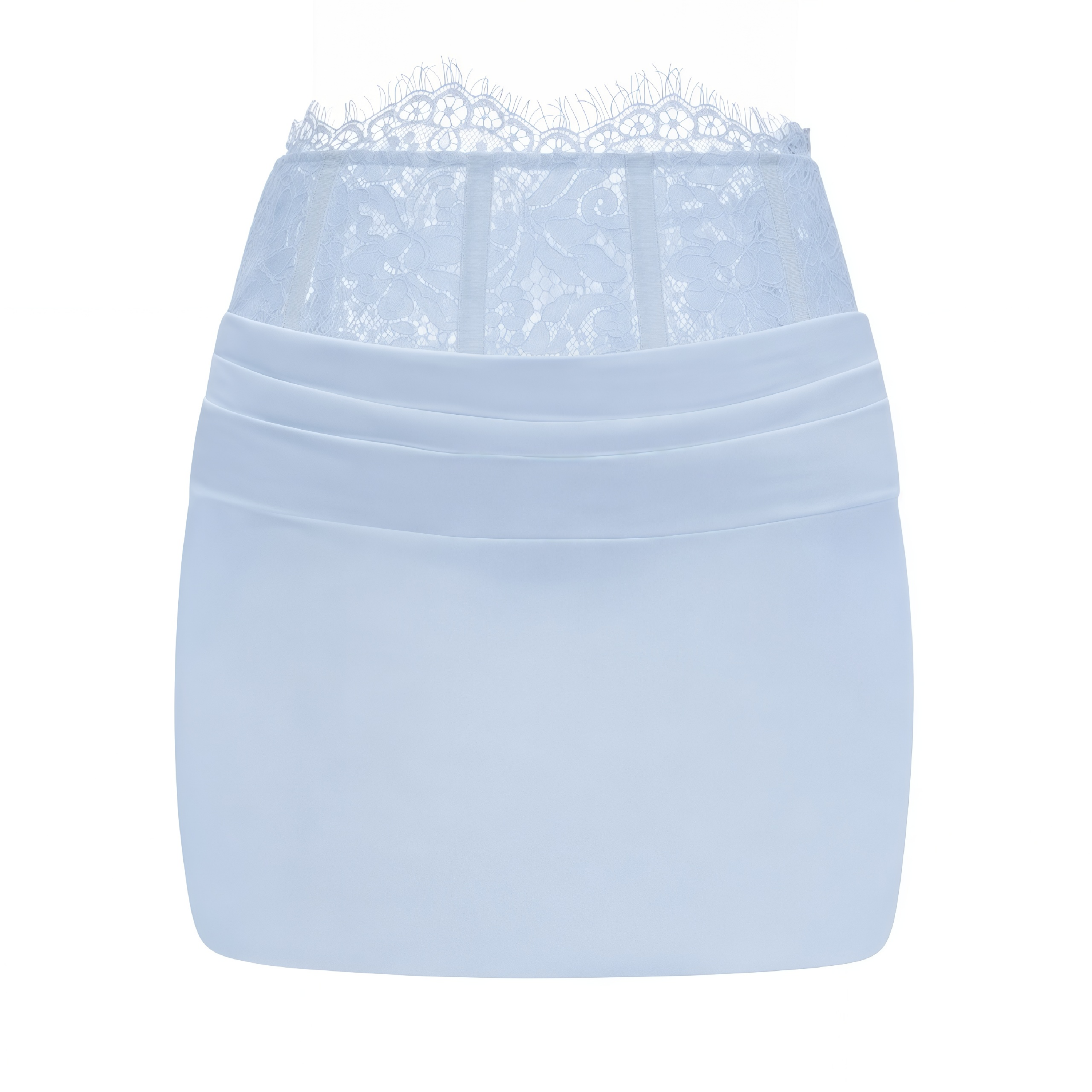 Siosi Blue Ruched Top & Skirt Set with Lace Trim