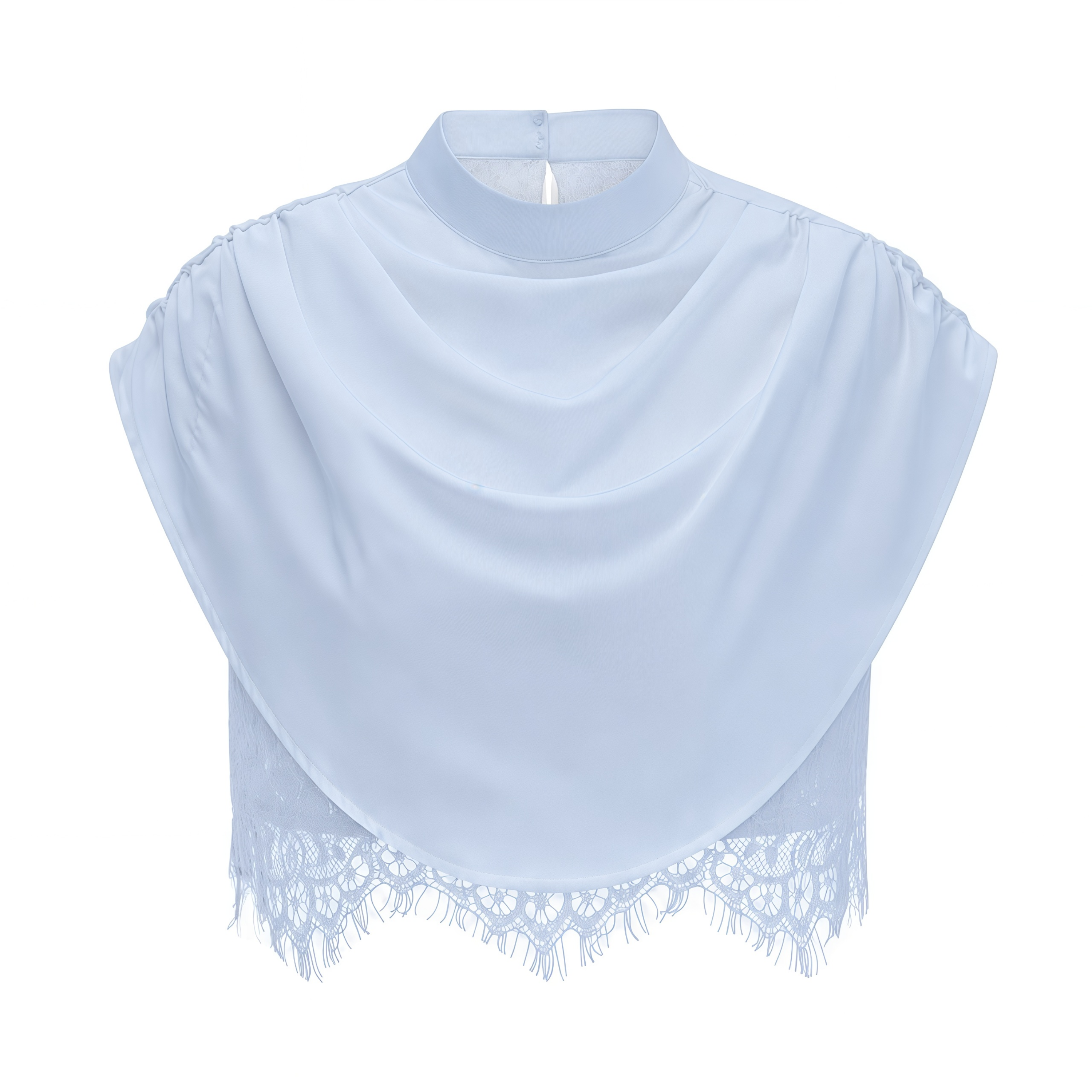 Siosi Blue Ruched Top & Skirt Set with Lace Trim