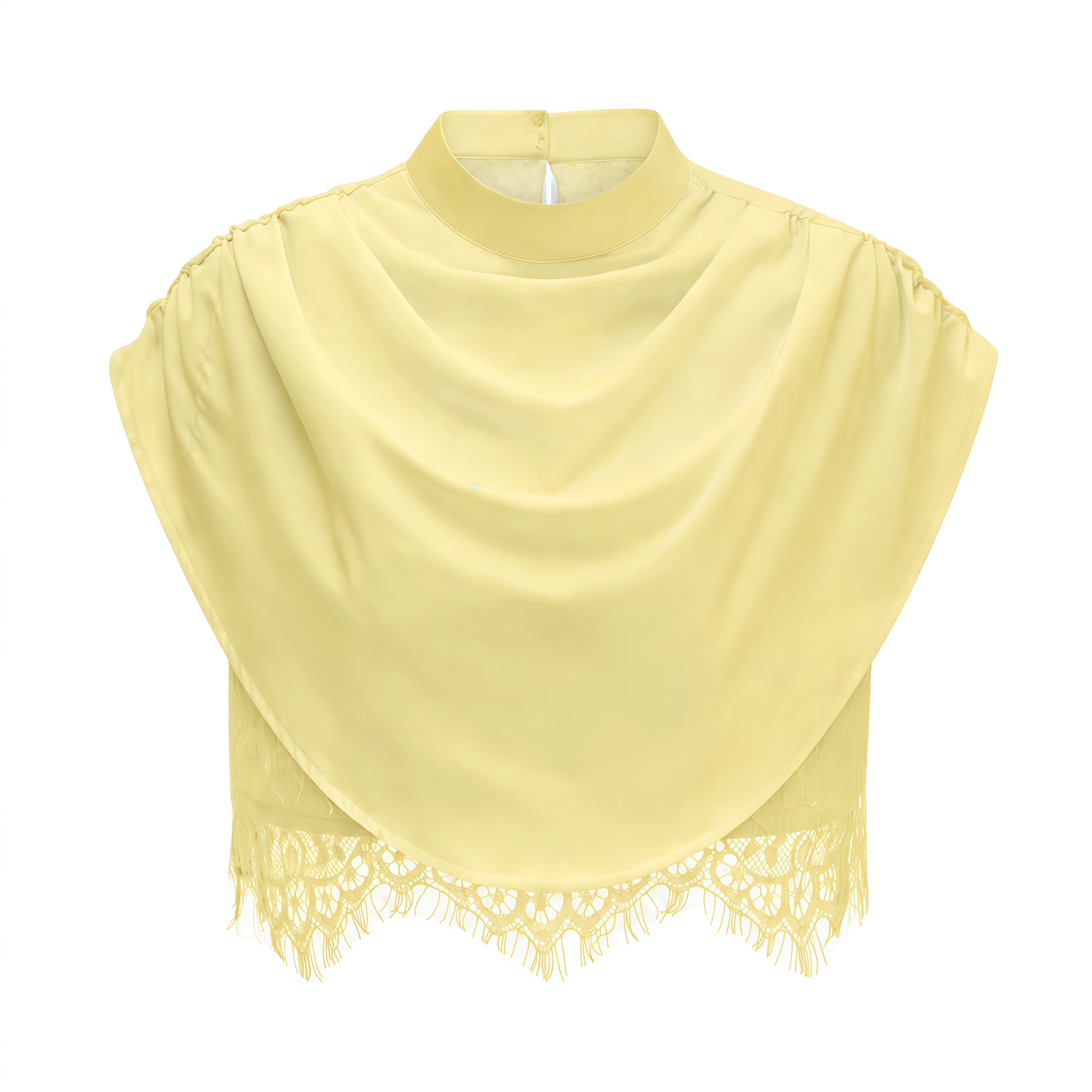 Siosi Yellow Ruched Top & Skirt Set with Lace Trim