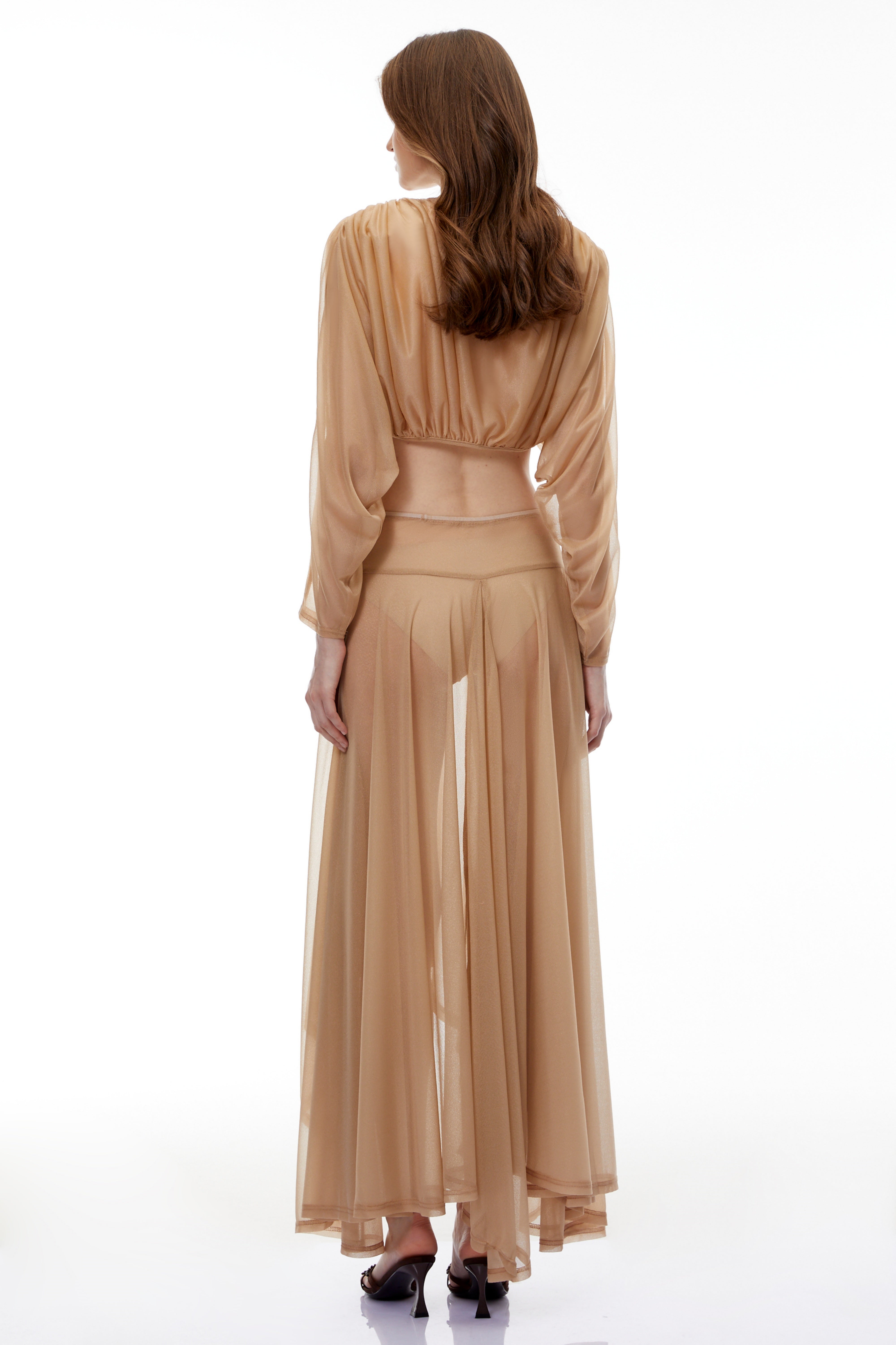 Skylar – Set aus Oberteil mit gekreuztem Ausschnitt und Rock in der Farbe Neutral