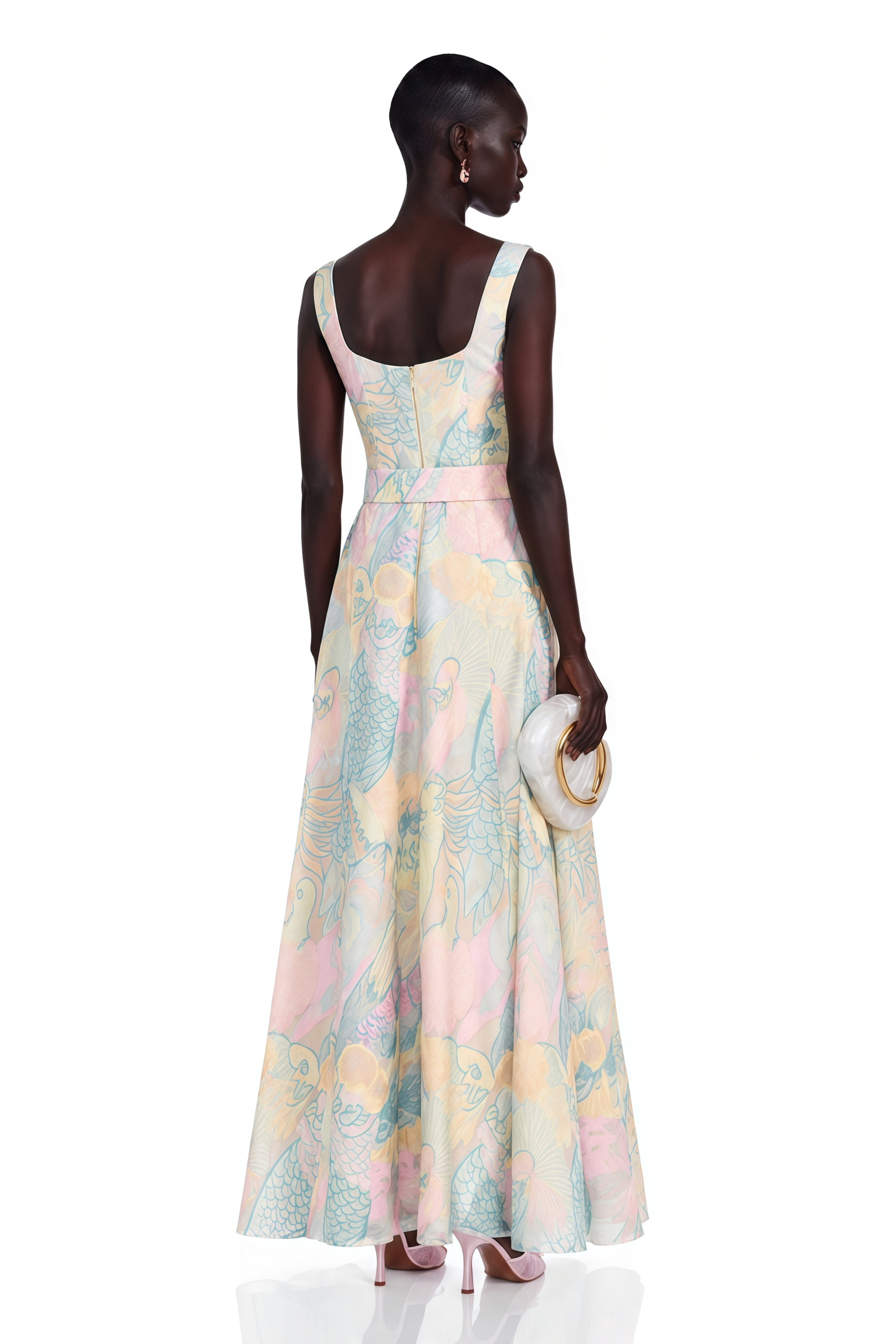 Sofía Pink Bird Print Maxi Dress