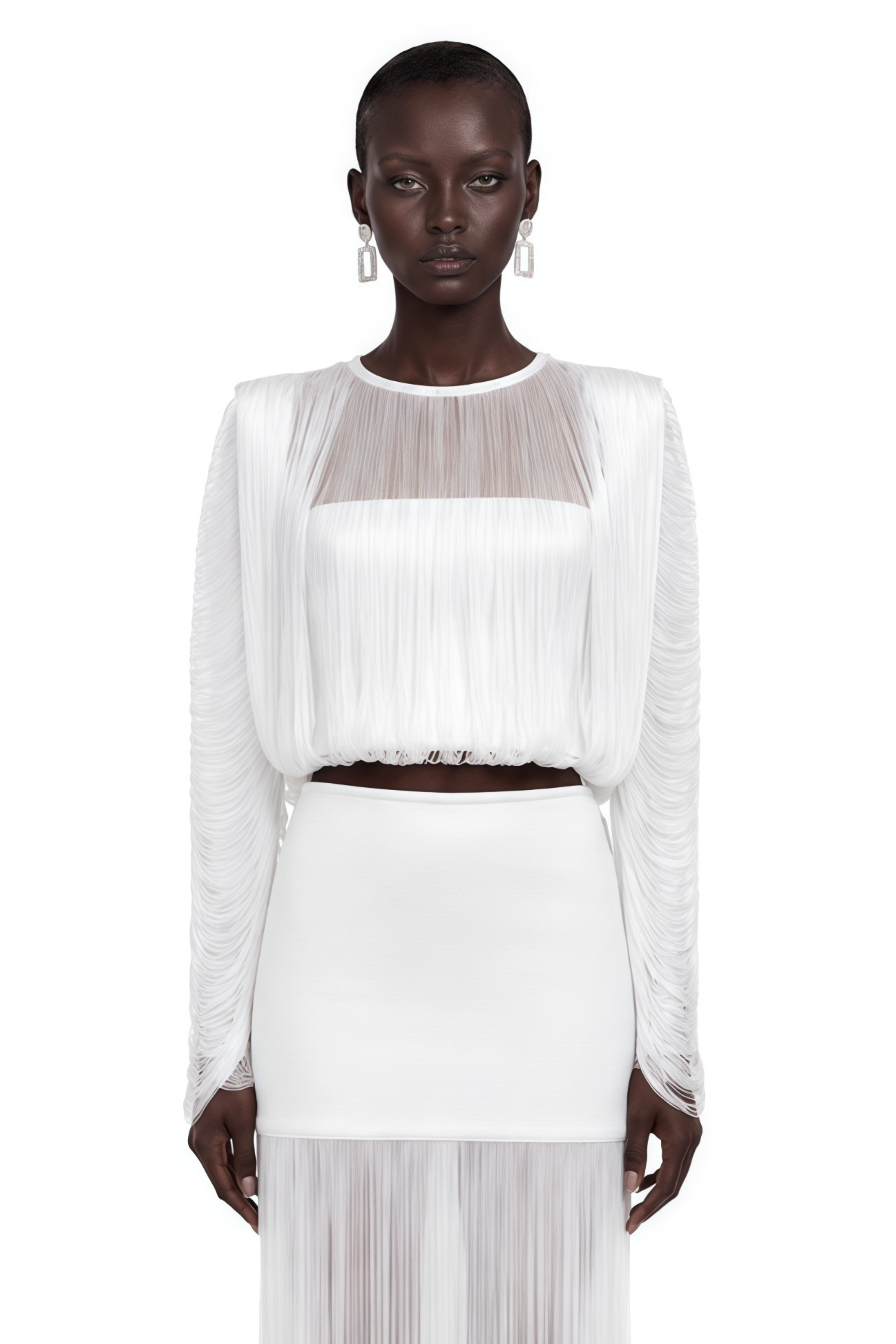 Stella White Fringe Crop Top