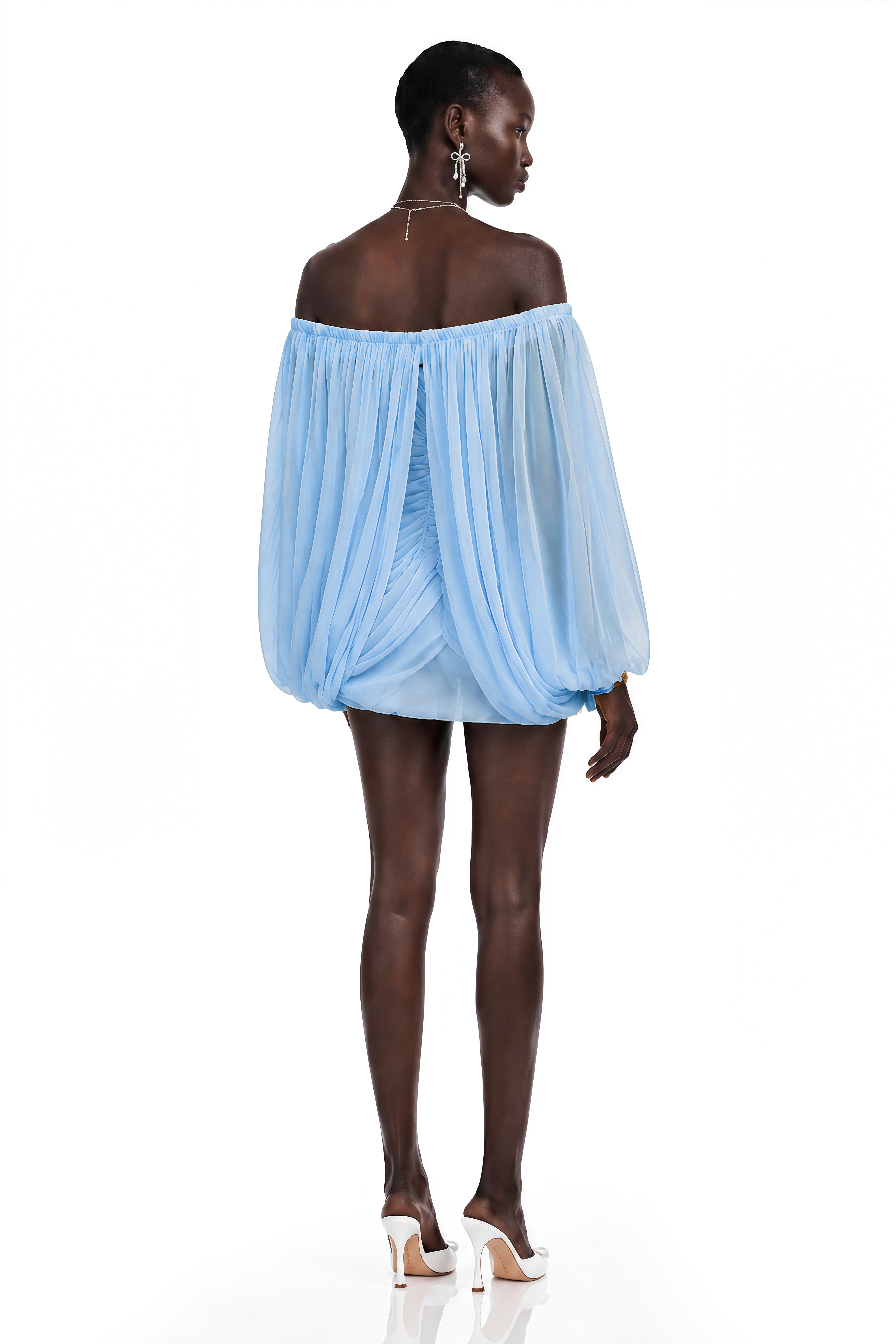 Suné Blue Cross Front Ruched Mini Dress