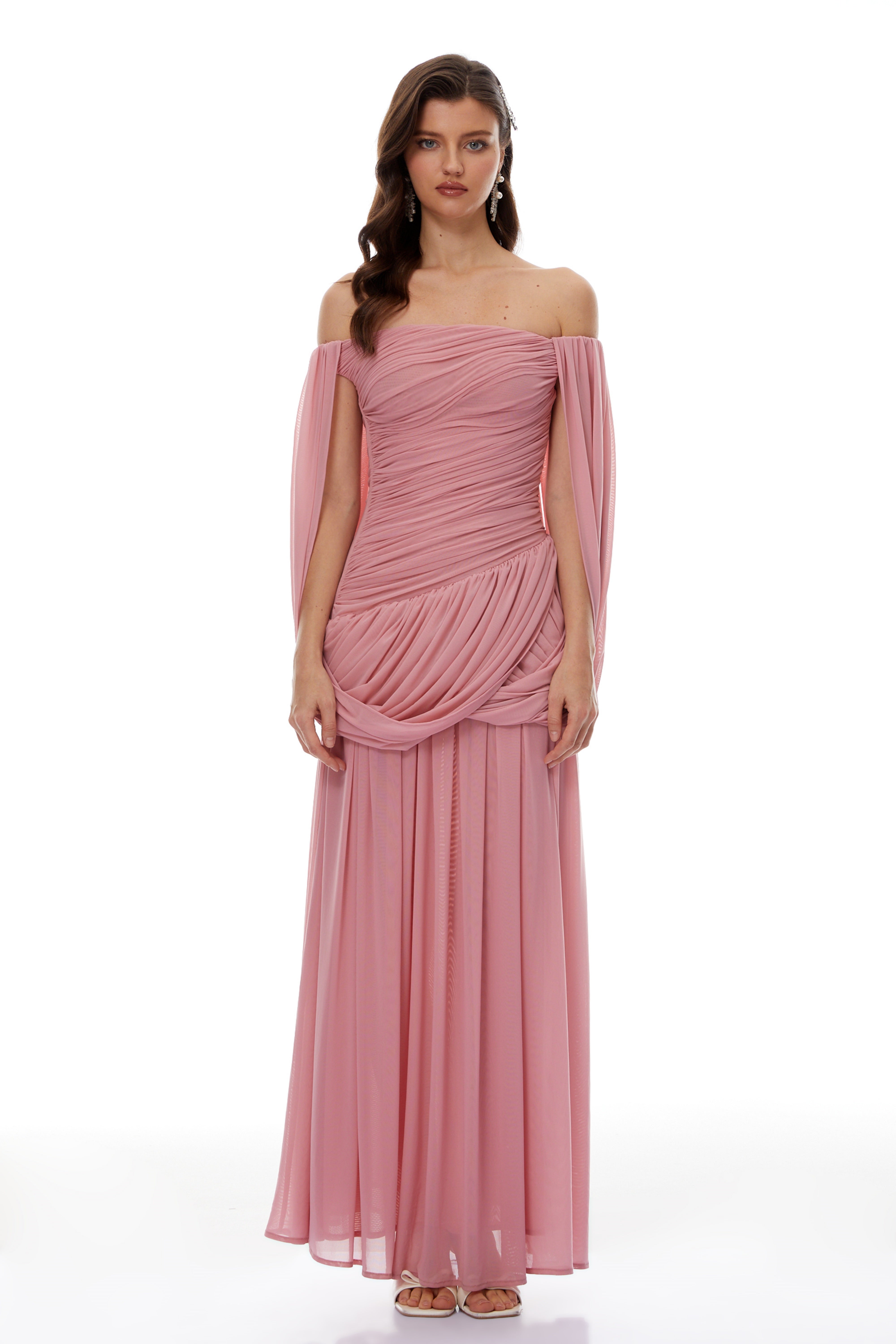 Suné Pink Cross Front Ruched Maxi Dress