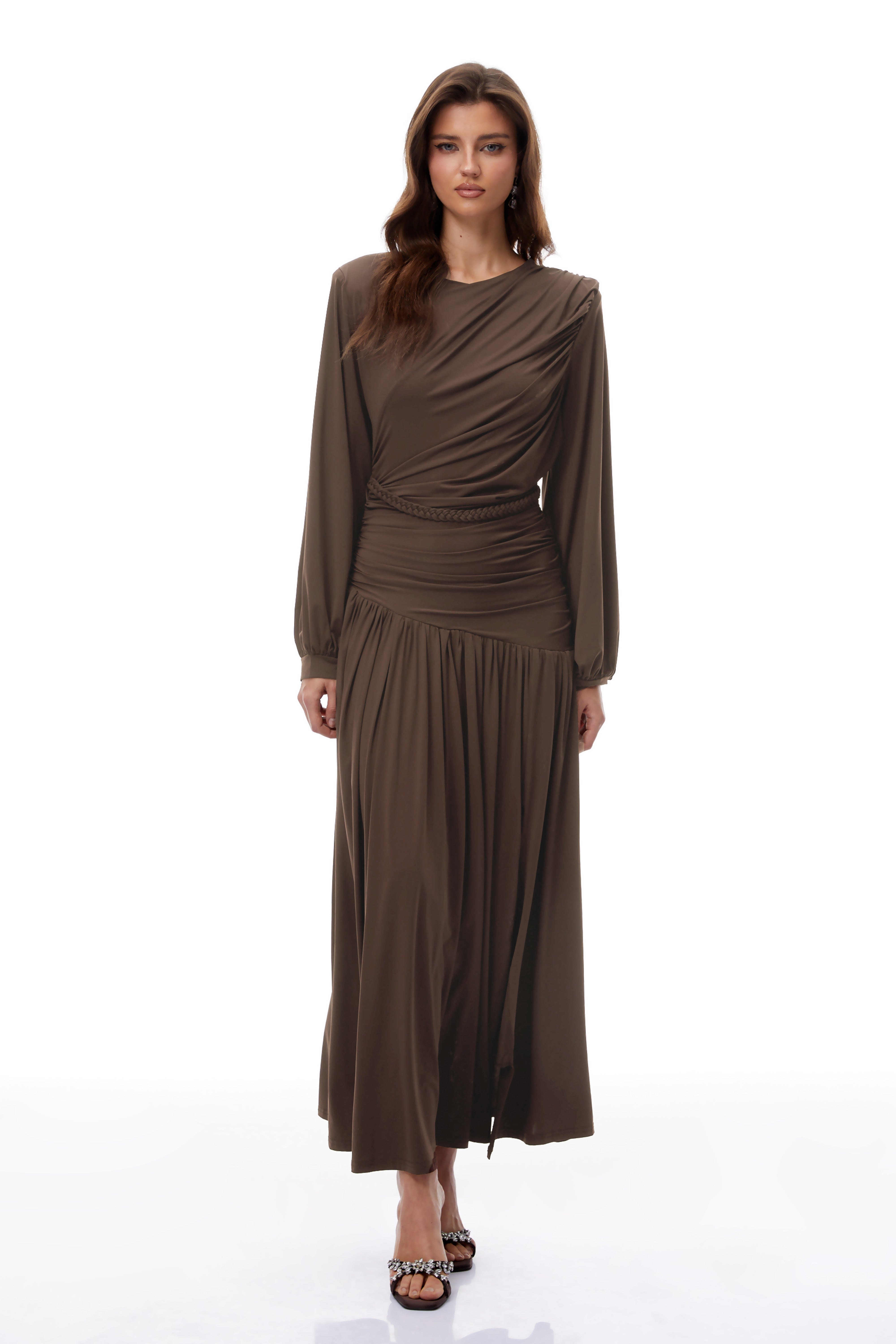 Robe longue froncée avec détails tressés Tabitha Brown