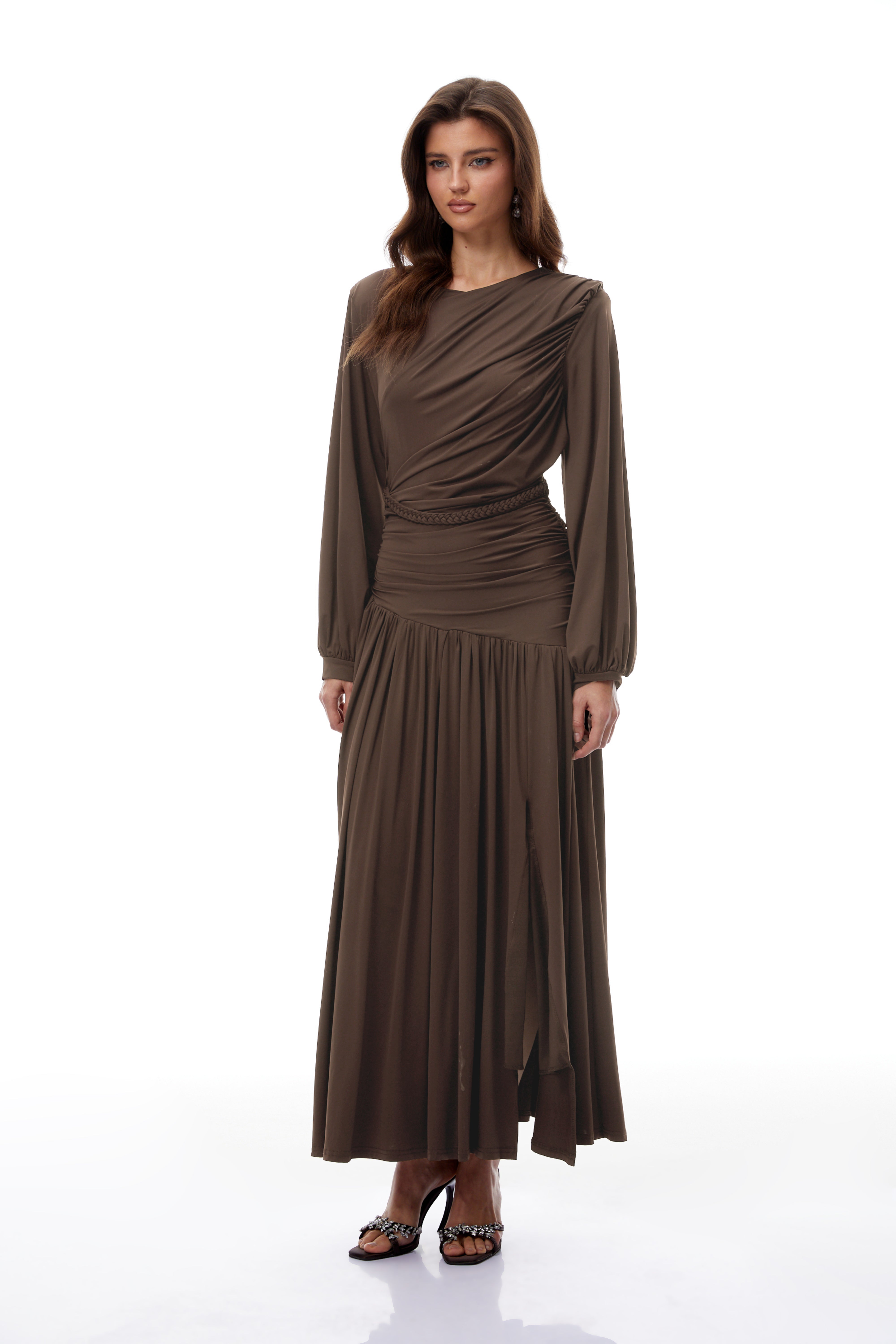 Robe longue froncée avec détails tressés Tabitha Brown