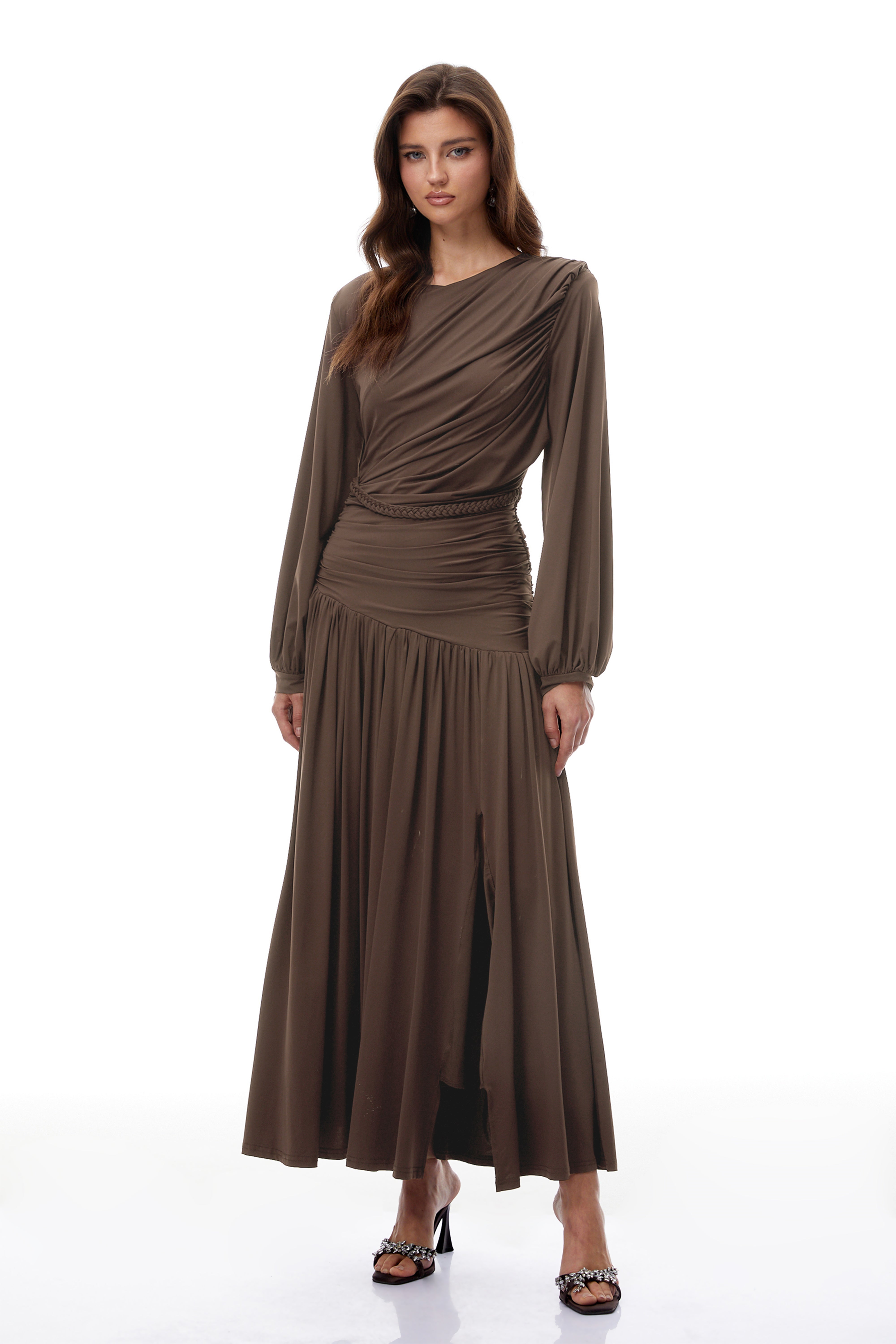 Robe longue froncée avec détails tressés Tabitha Brown