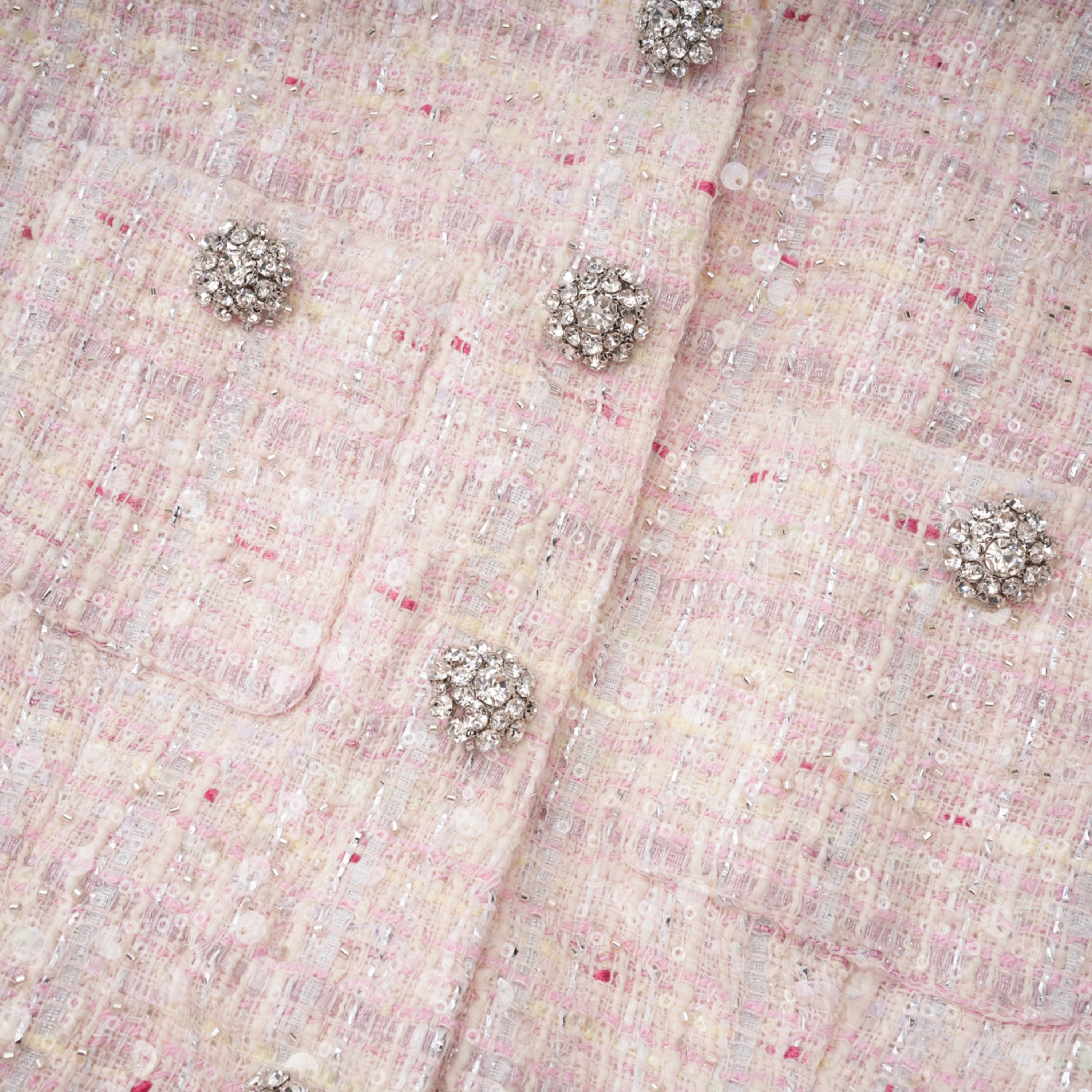 Tahmineh Pink Tweed Pleated Midi Dress