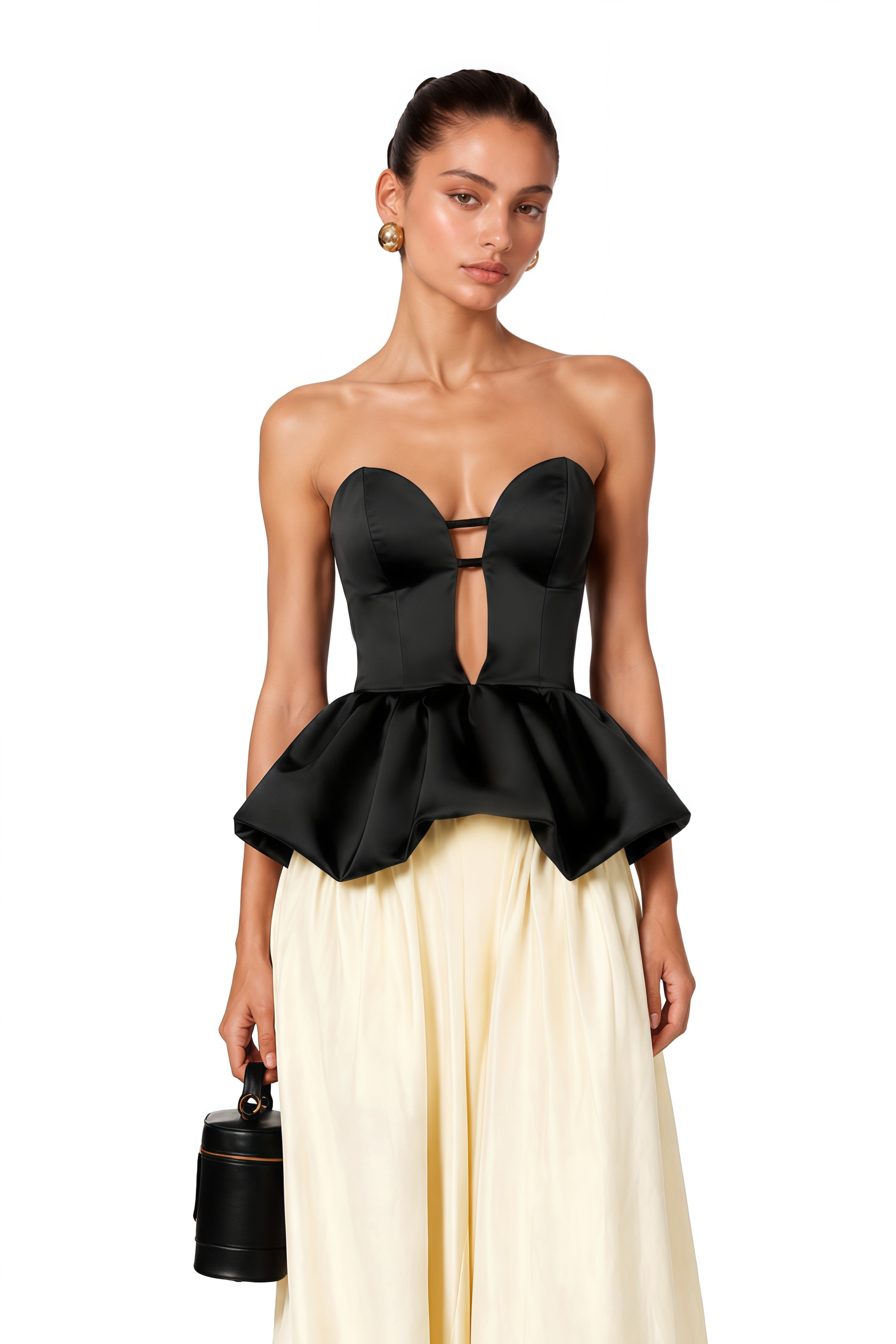 Tallulah Black Peplum Hem Top & Balloon Trousers Set