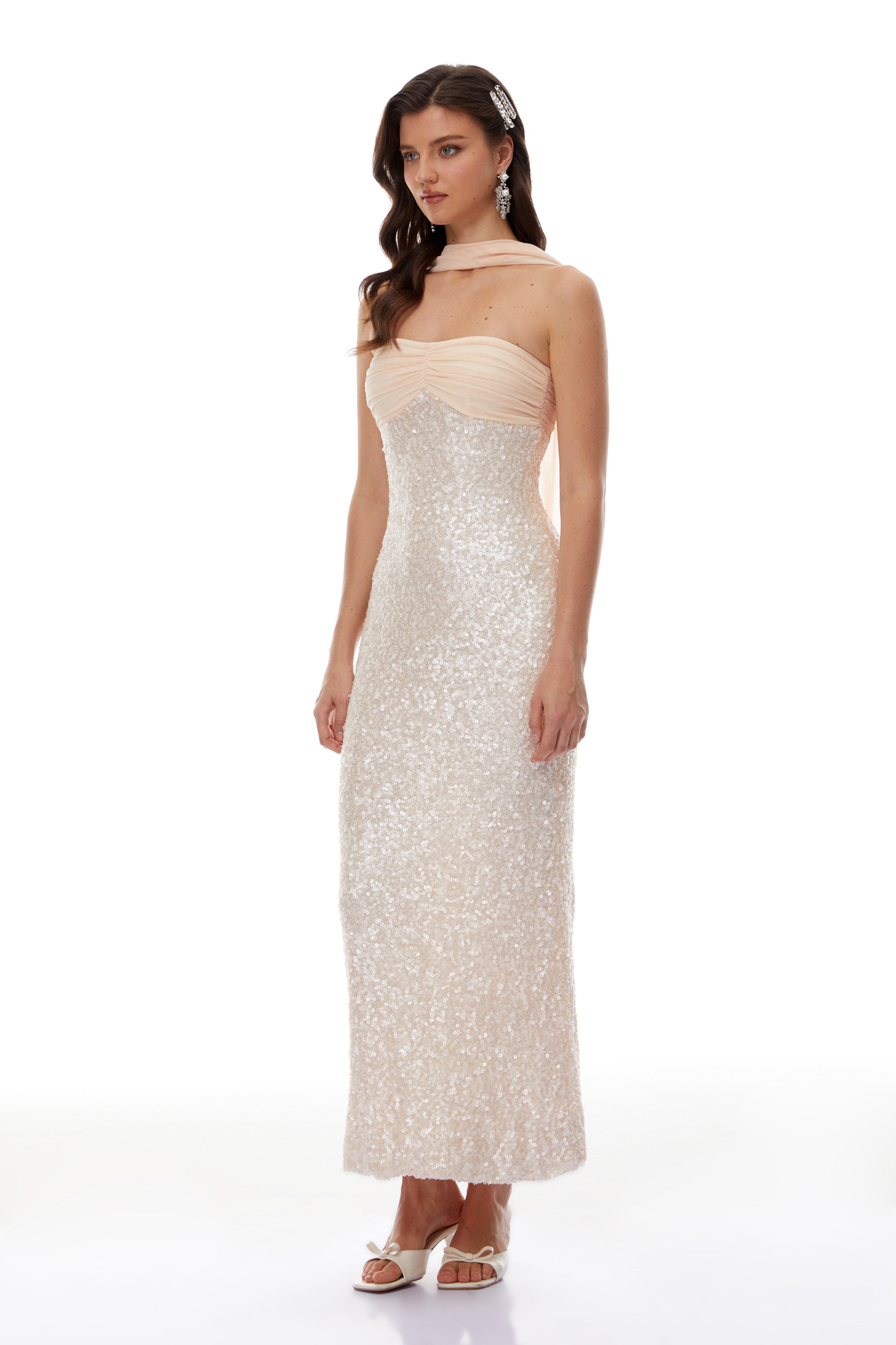 Tamsin Champagne Sequin Maxi Dress