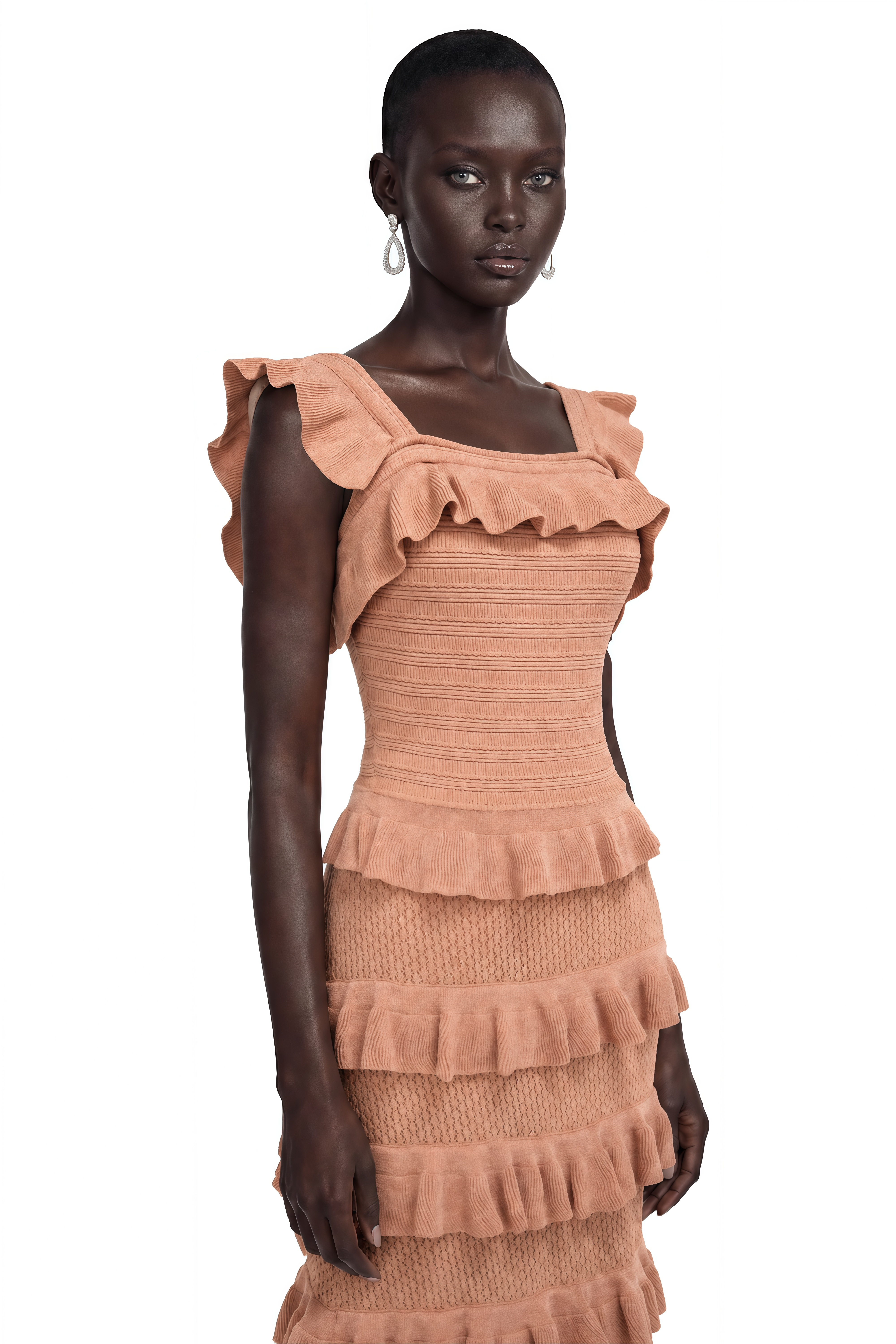 Ensemble top et jupe à volants et encolure carrée Tanya Orange