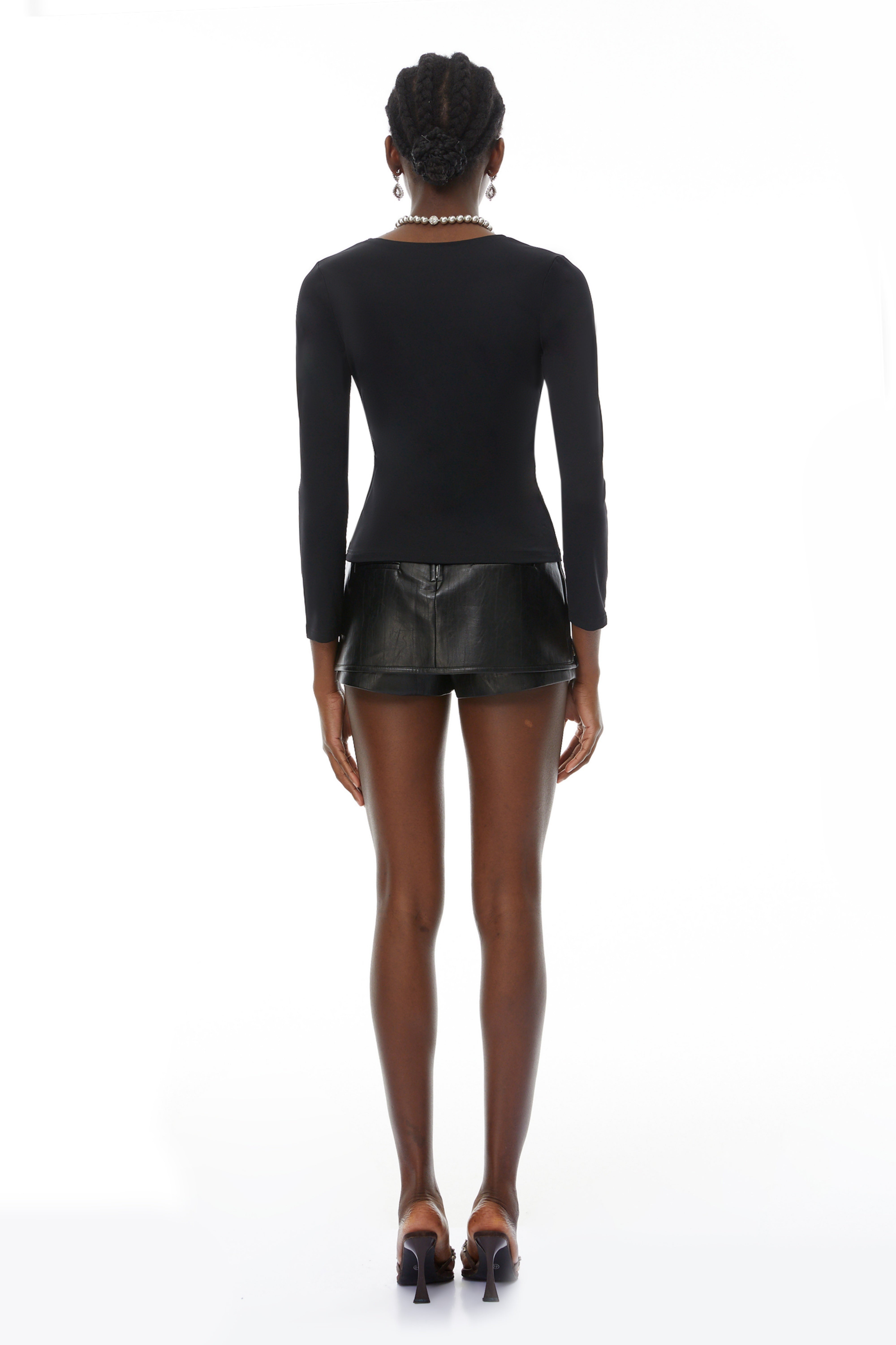 Terza Black Fringed Panel Crop Top