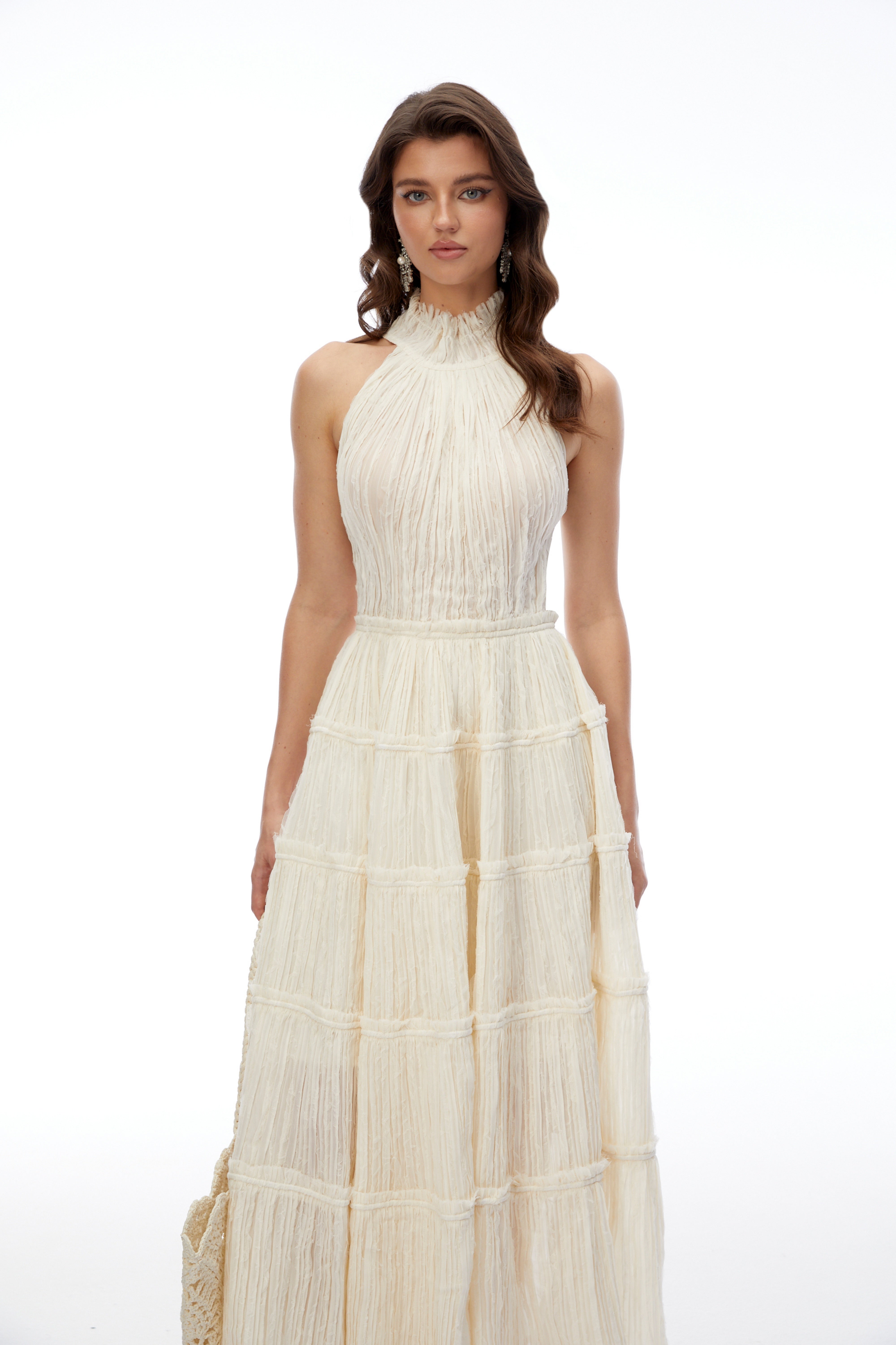 Robe longue à volants et dos nu Elizabeth White