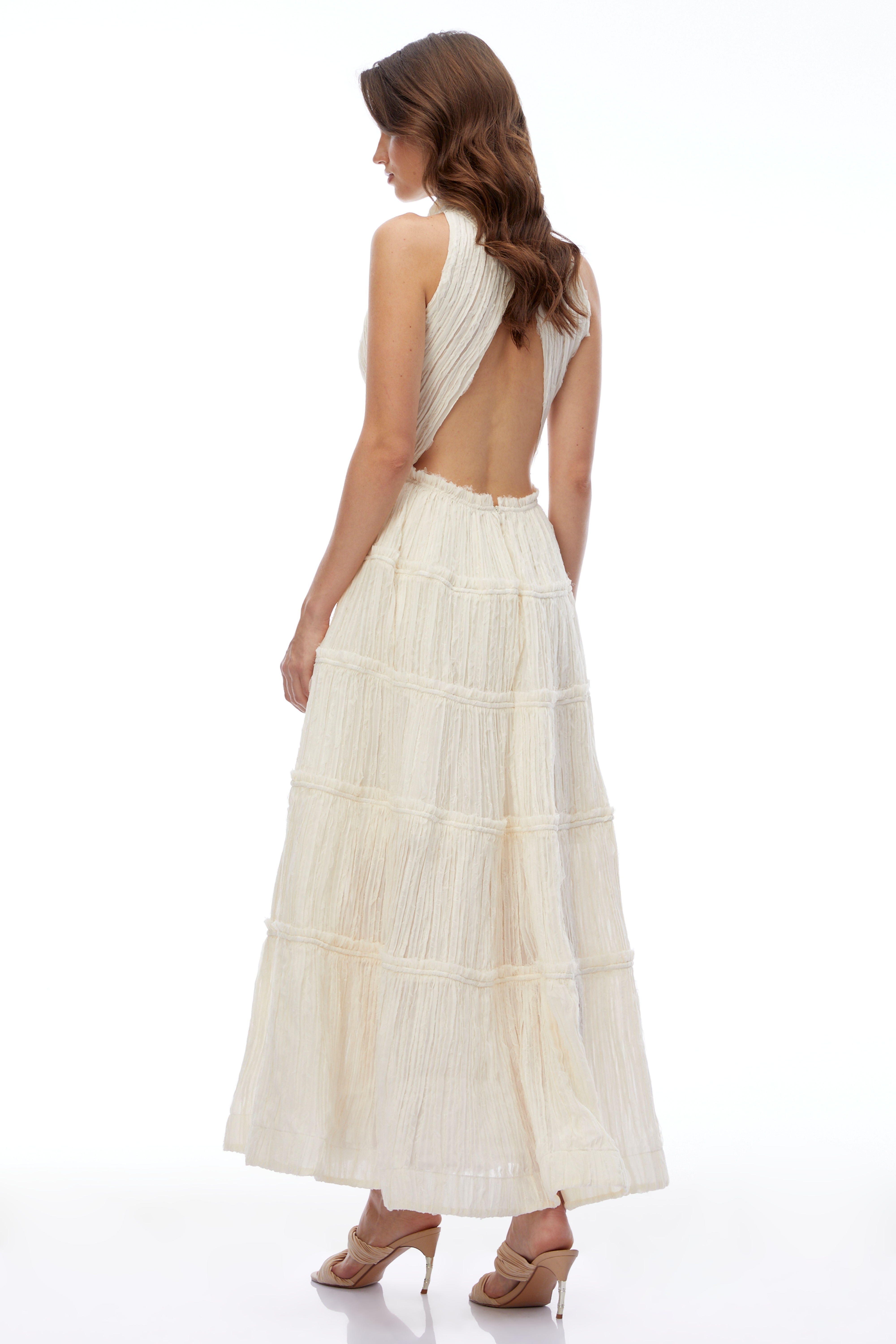 Robe longue à volants et dos nu Elizabeth White