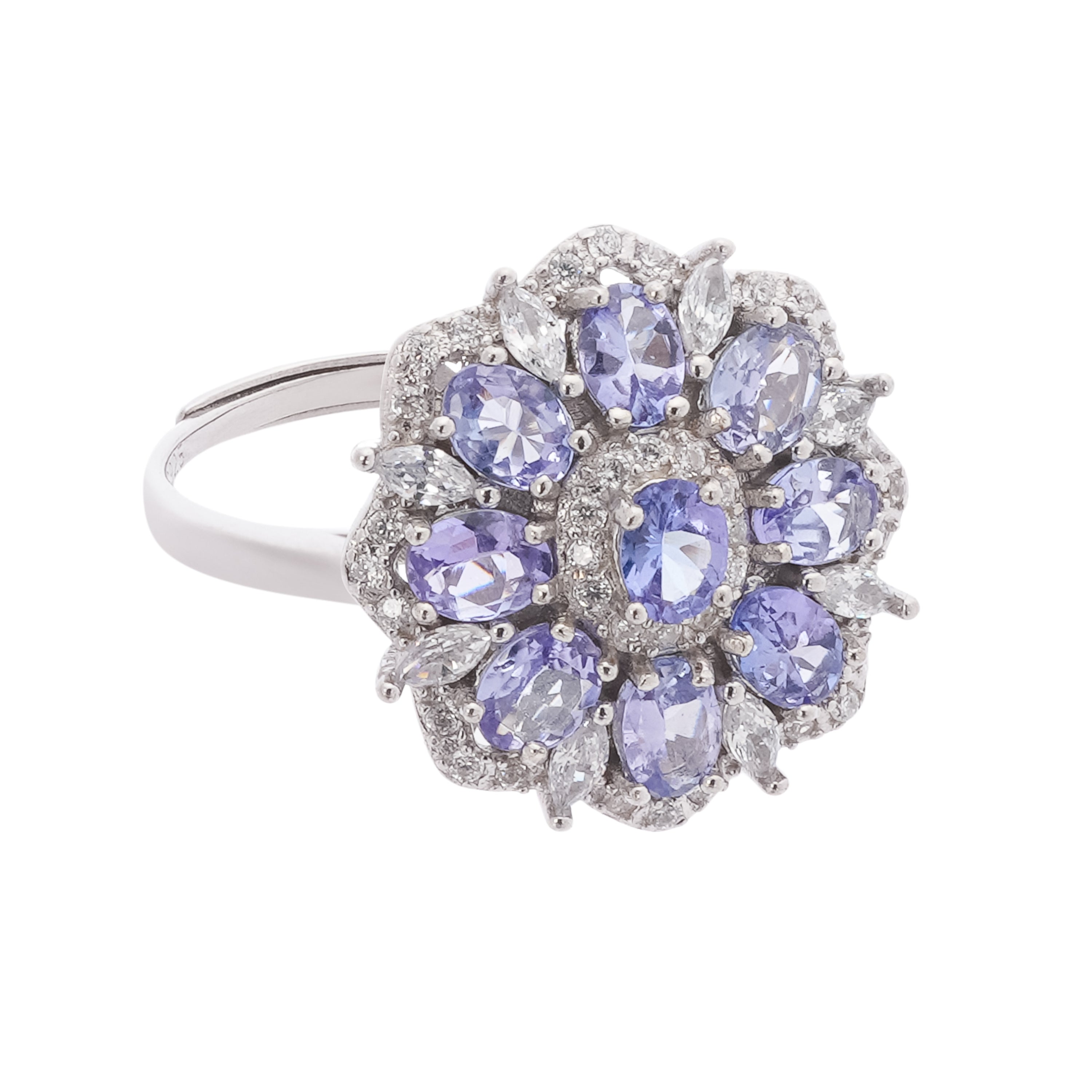 Tiphaine Lavender Tanzanite Cluster Sterling Silver Ring