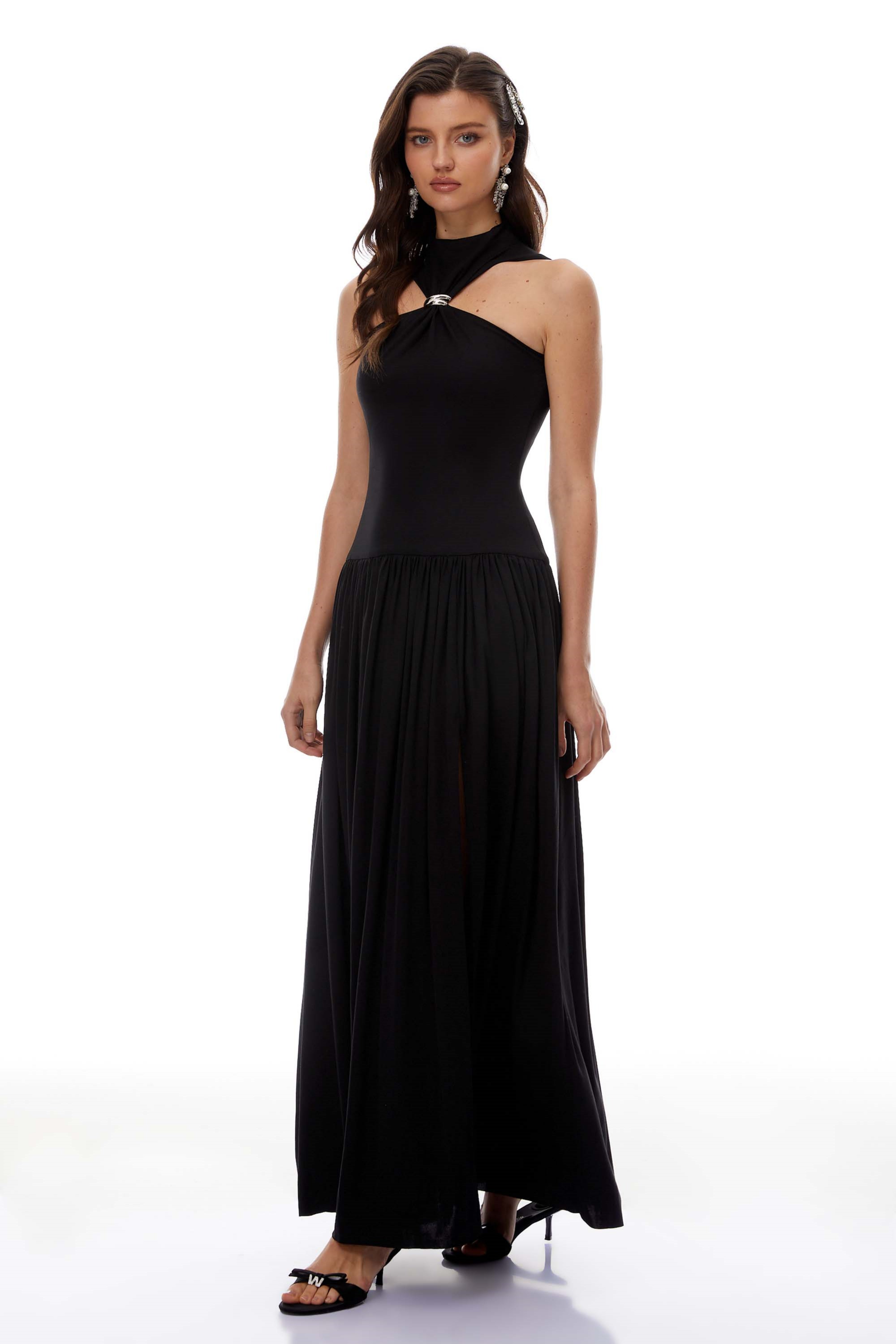 Tomás BlackBlack Halterneck Maxi Dress
