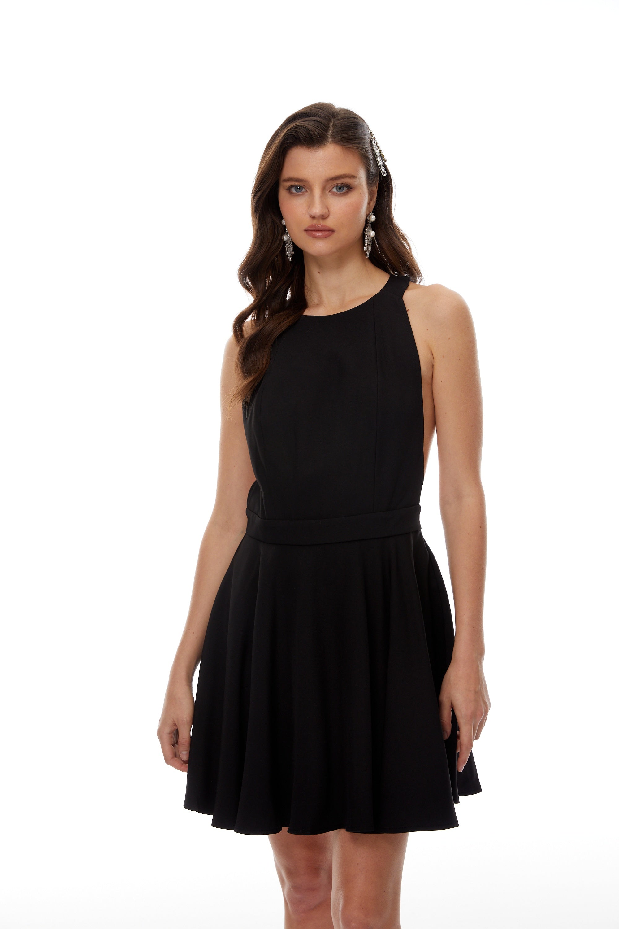 Tova Black Open Back Mini Dress