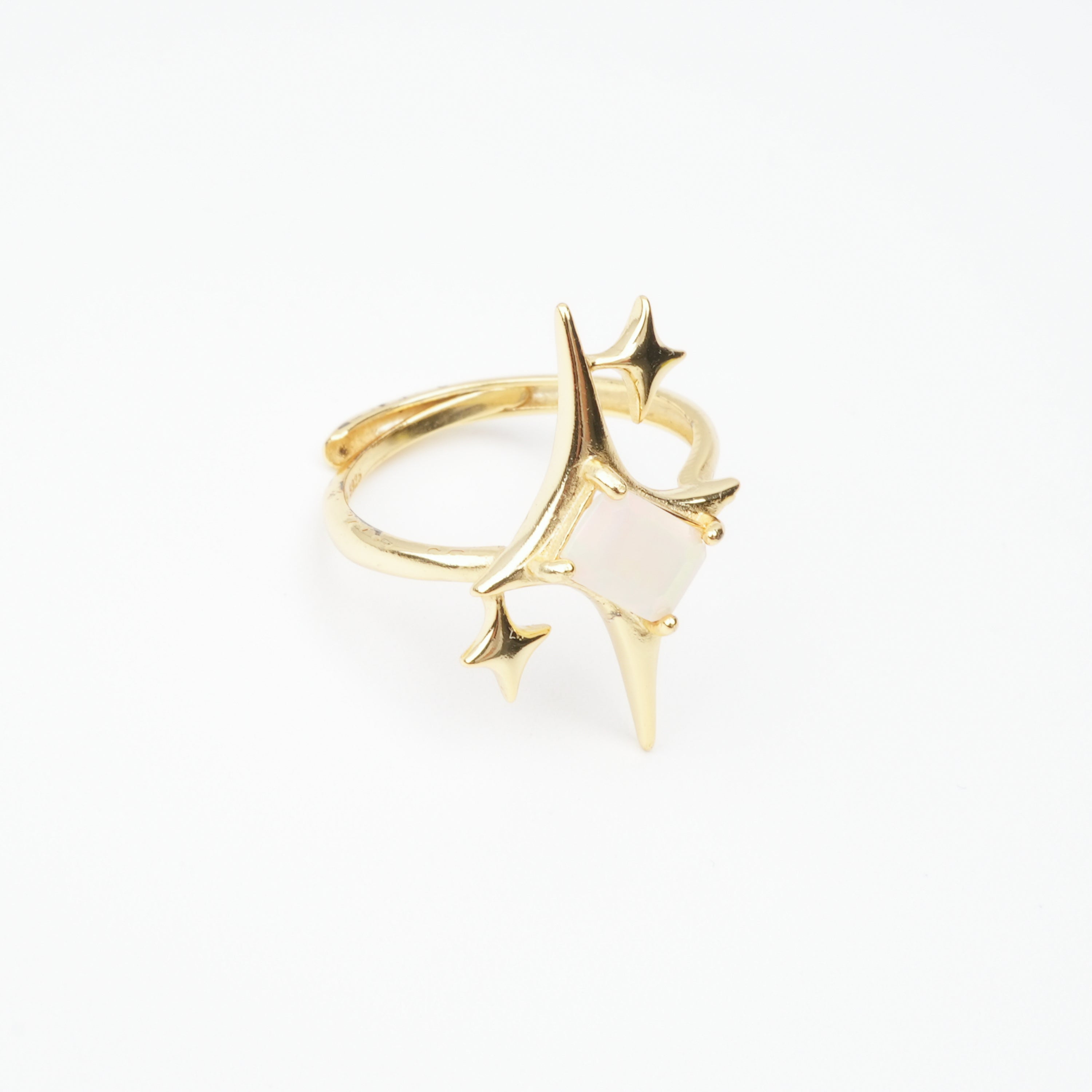 Valentina White Gemstone Star Sparkle Gold Tone Sterling Silver Ring