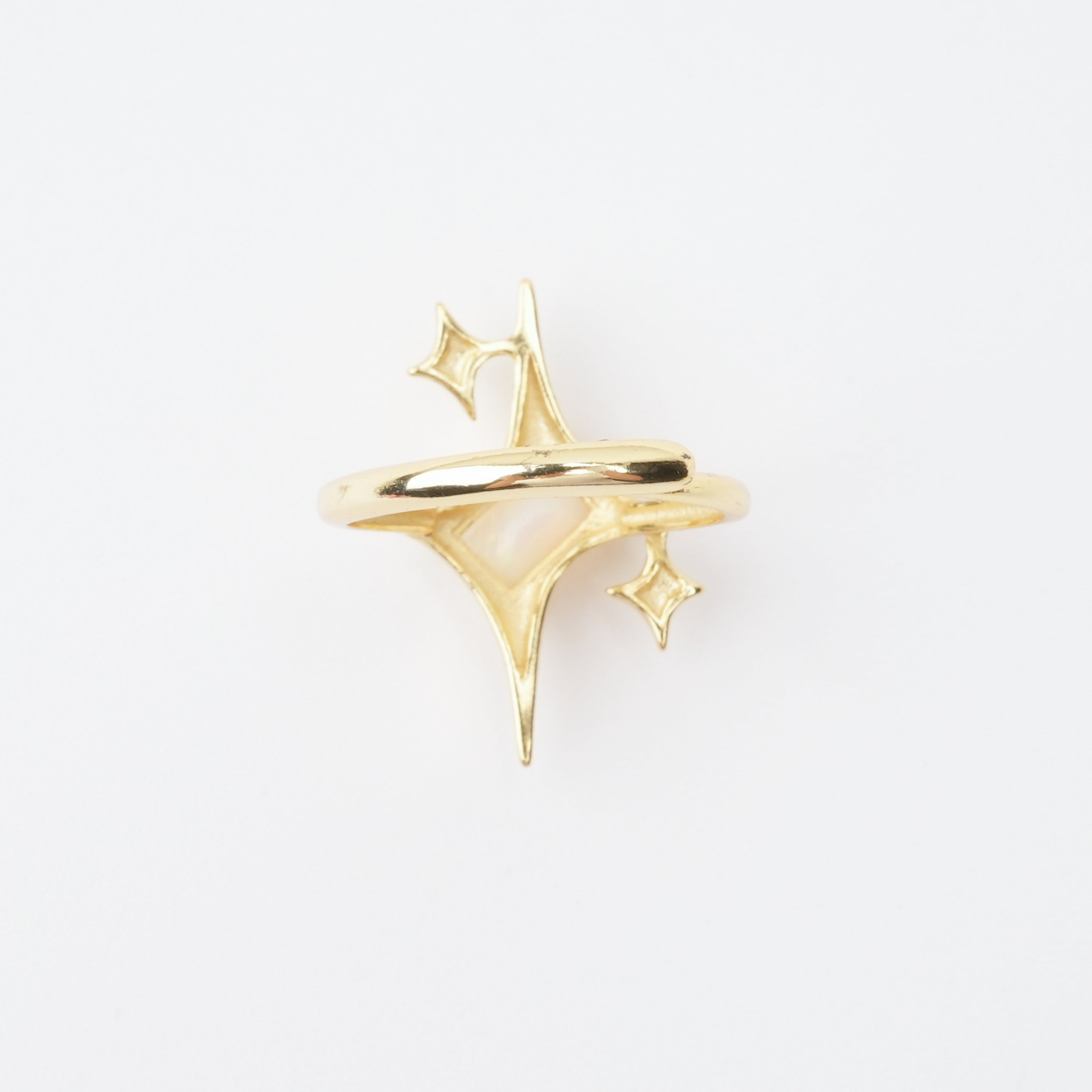 Valentina White Gemstone Star Sparkle Gold Tone Sterling Silver Ring