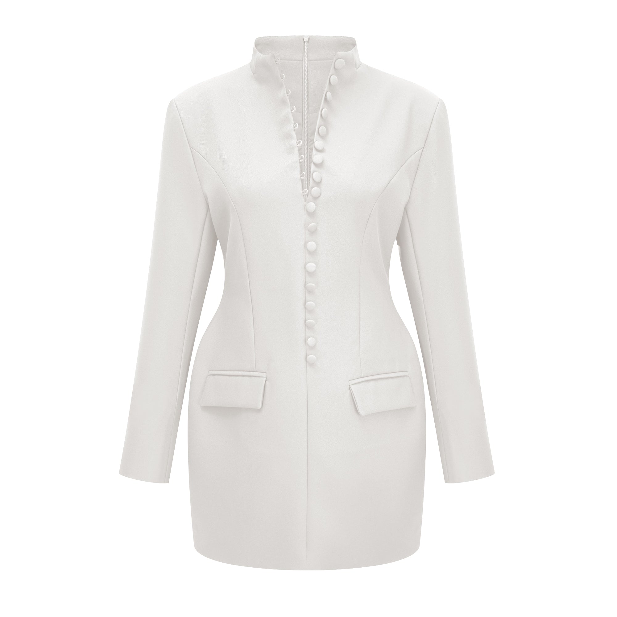 فستان قصير بأكمام طويلة وياقة بيضاء من Valeria