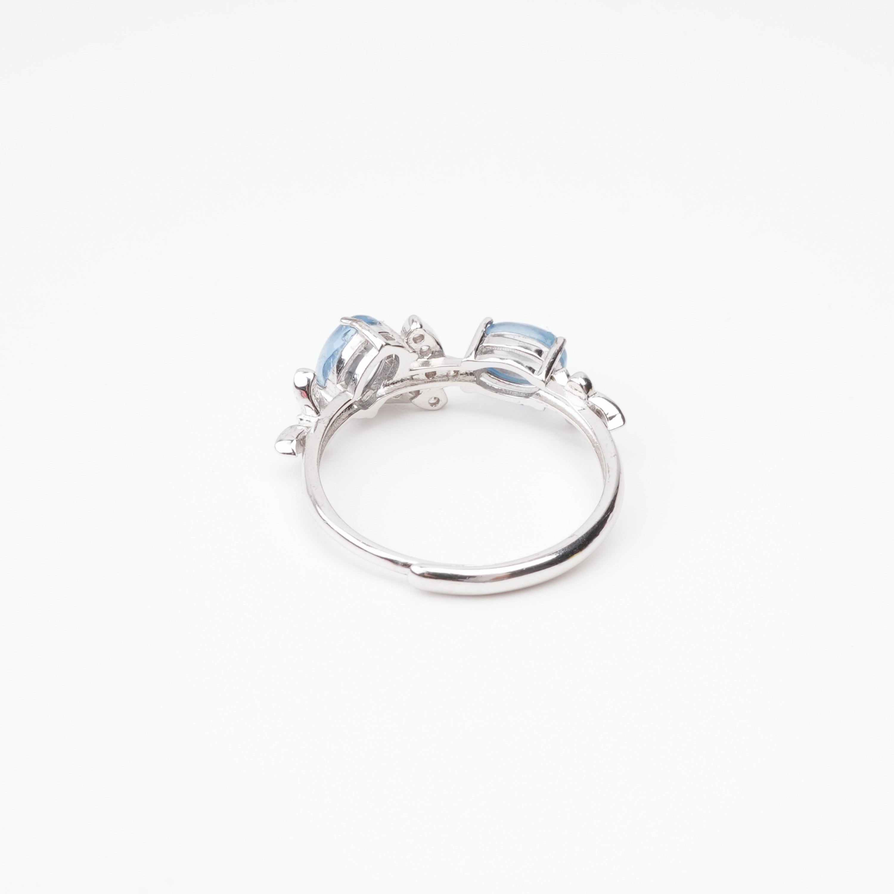 Vivienne Blue Aquamarine Cabochon Cut Cluster Sterling Silver Ring