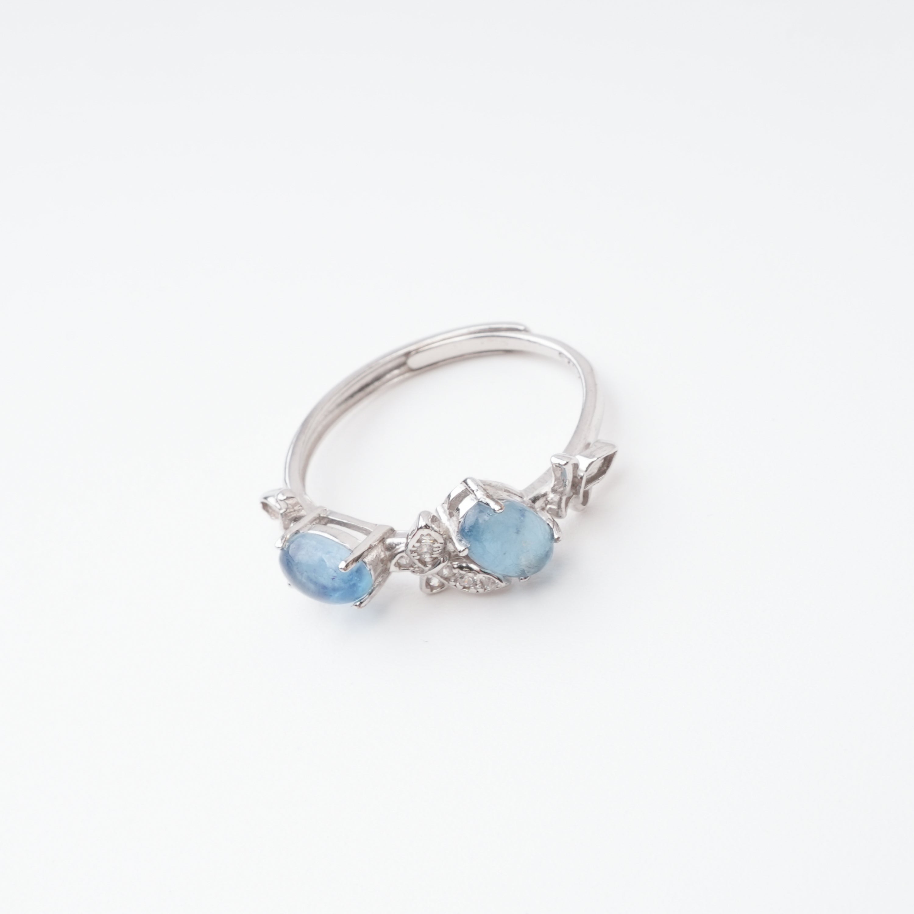Vivienne Blue Aquamarine Cabochon Cut Cluster Sterling Silver Ring