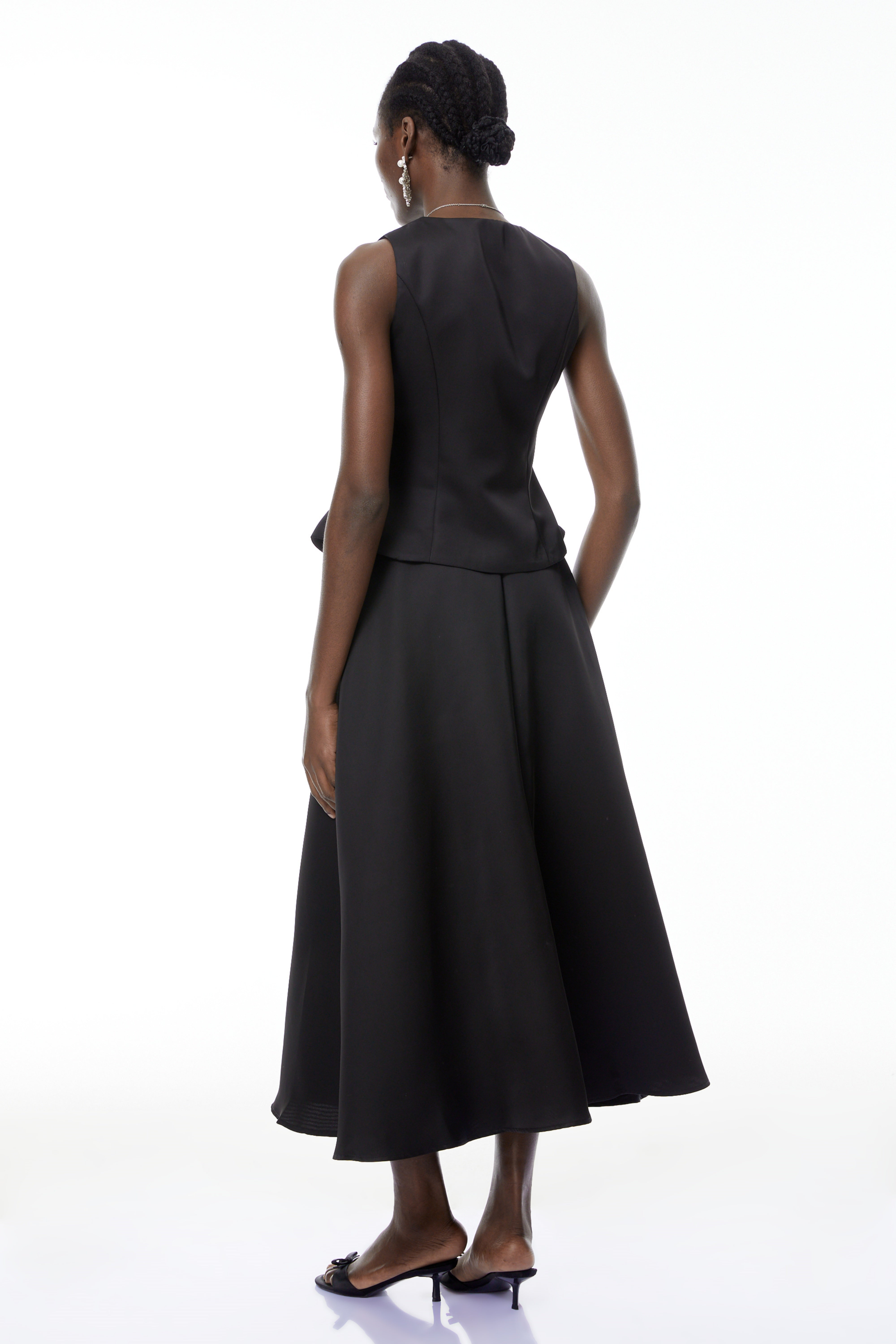 Wilhelmine Black Embellished Top & Skirt Set