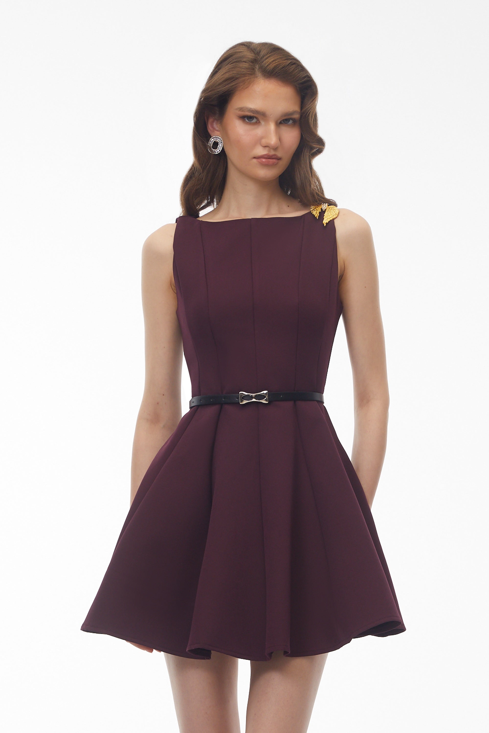 Mini-robe plissée sans manches Willow Purple