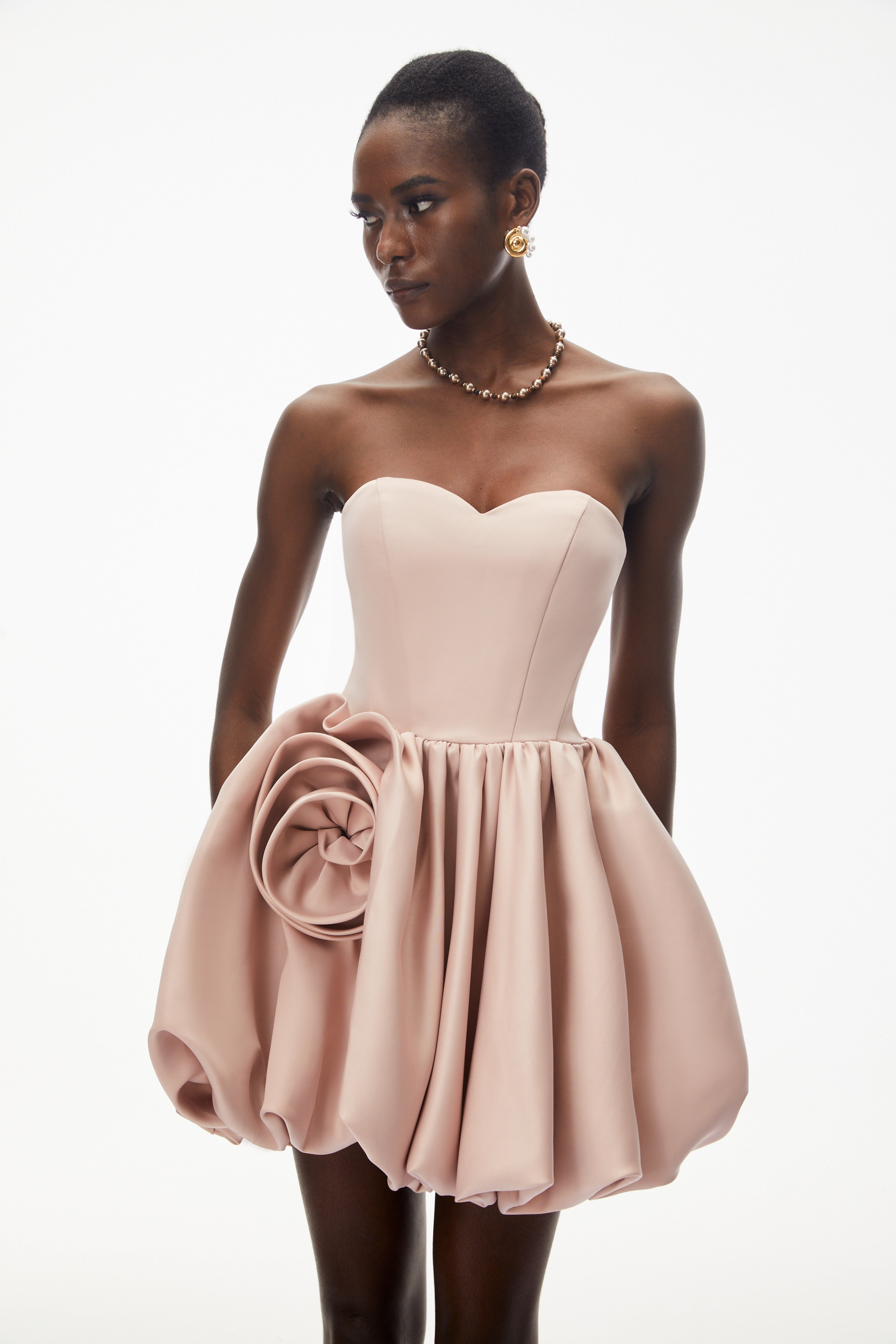 Willow Pink Off Shoulder Mini Dress with 3D Petals