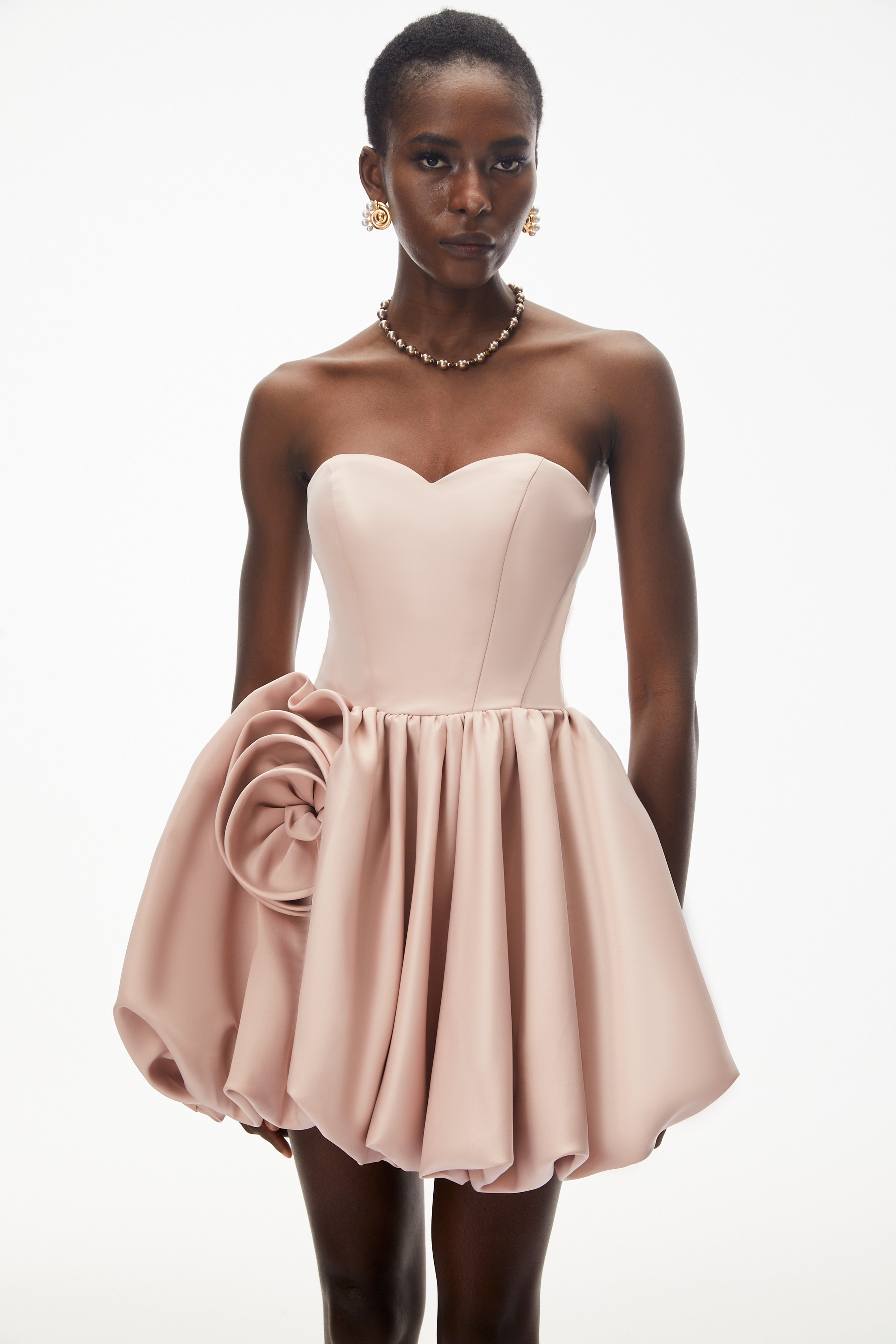 Willow Pink Off Shoulder Mini Dress with 3D Petals