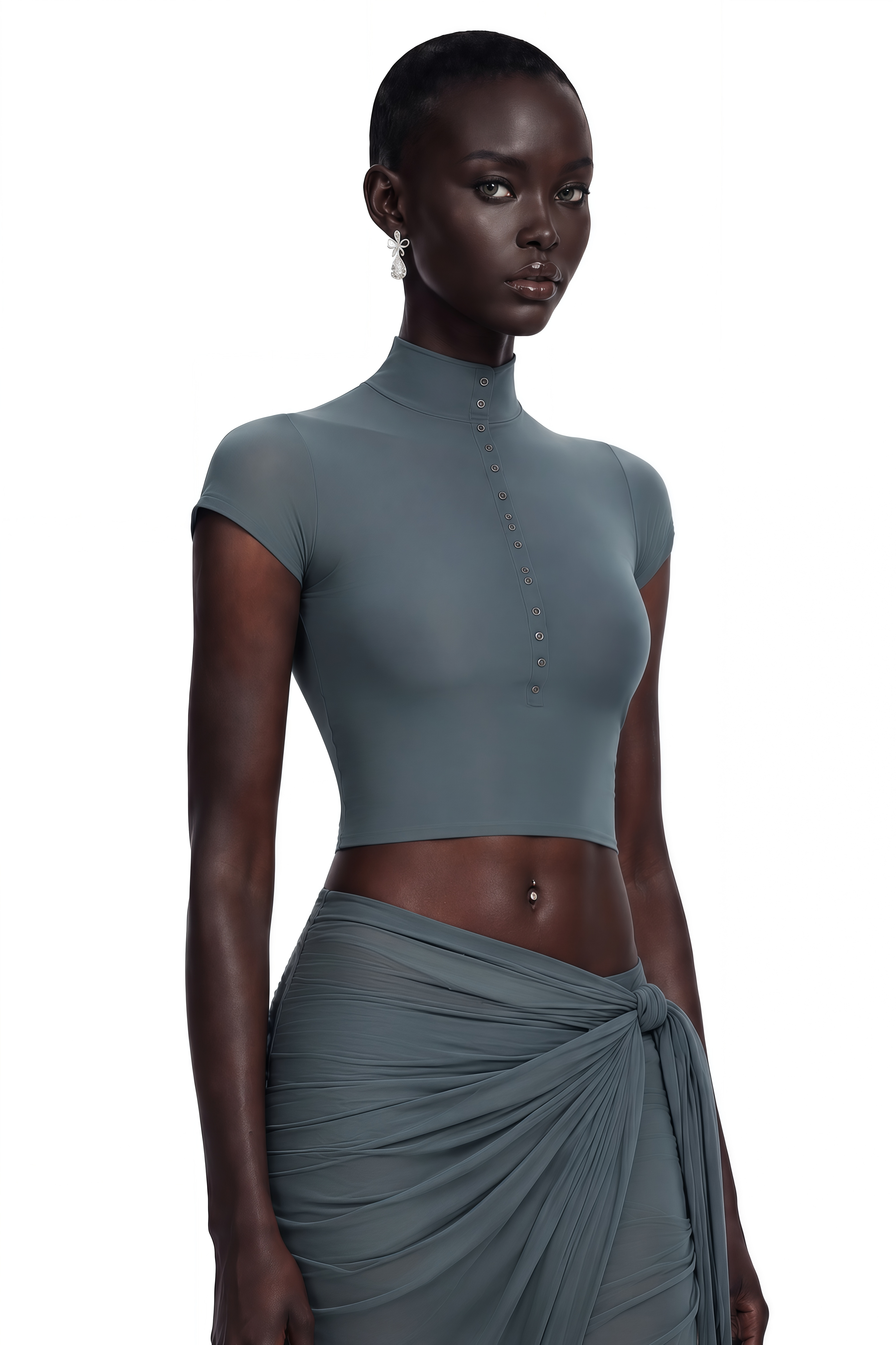 Wren Dusty Blue Crop Top & Wrap Skirt Set
