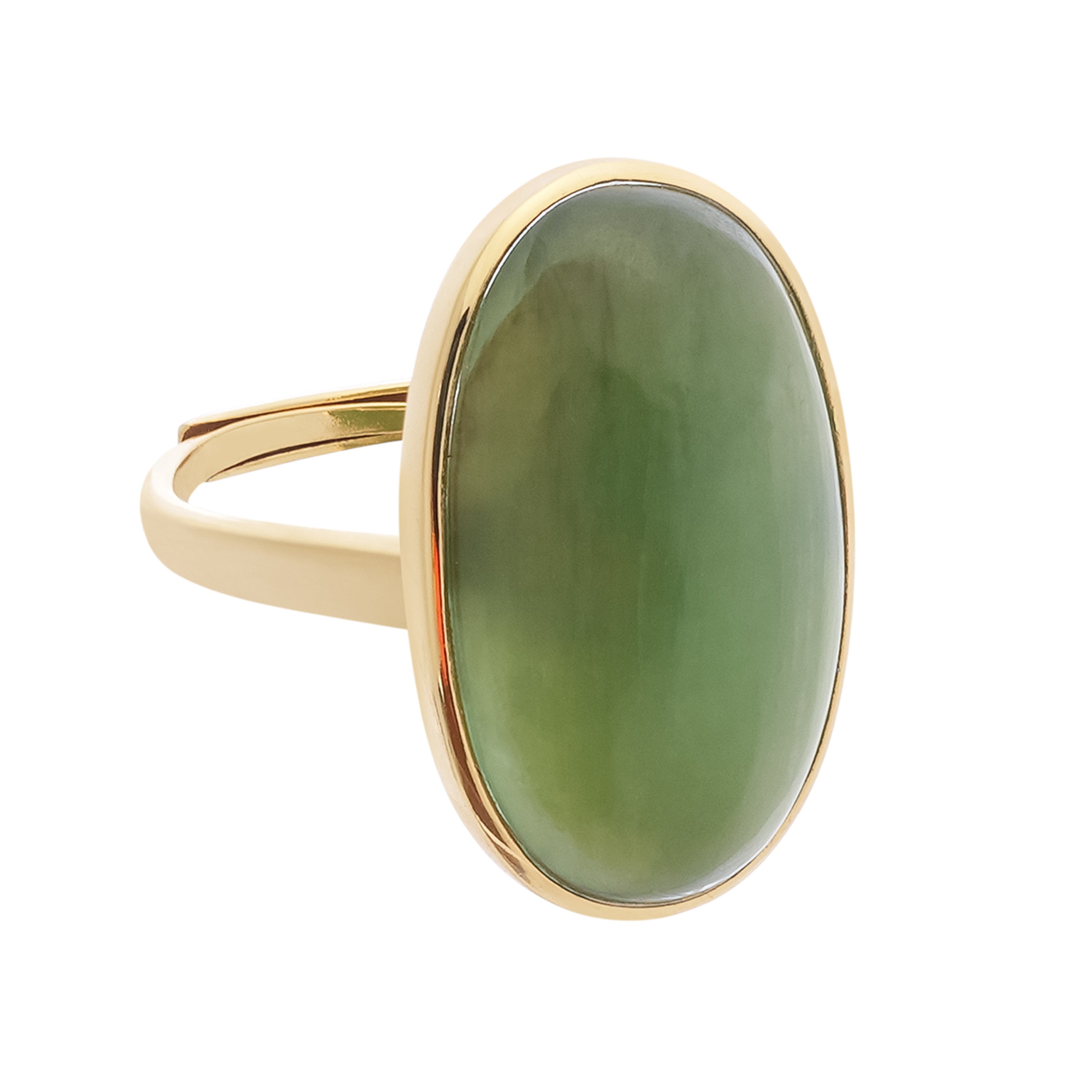 Yvonne Green Jasper Oval Cabochon Gold Plated Ring