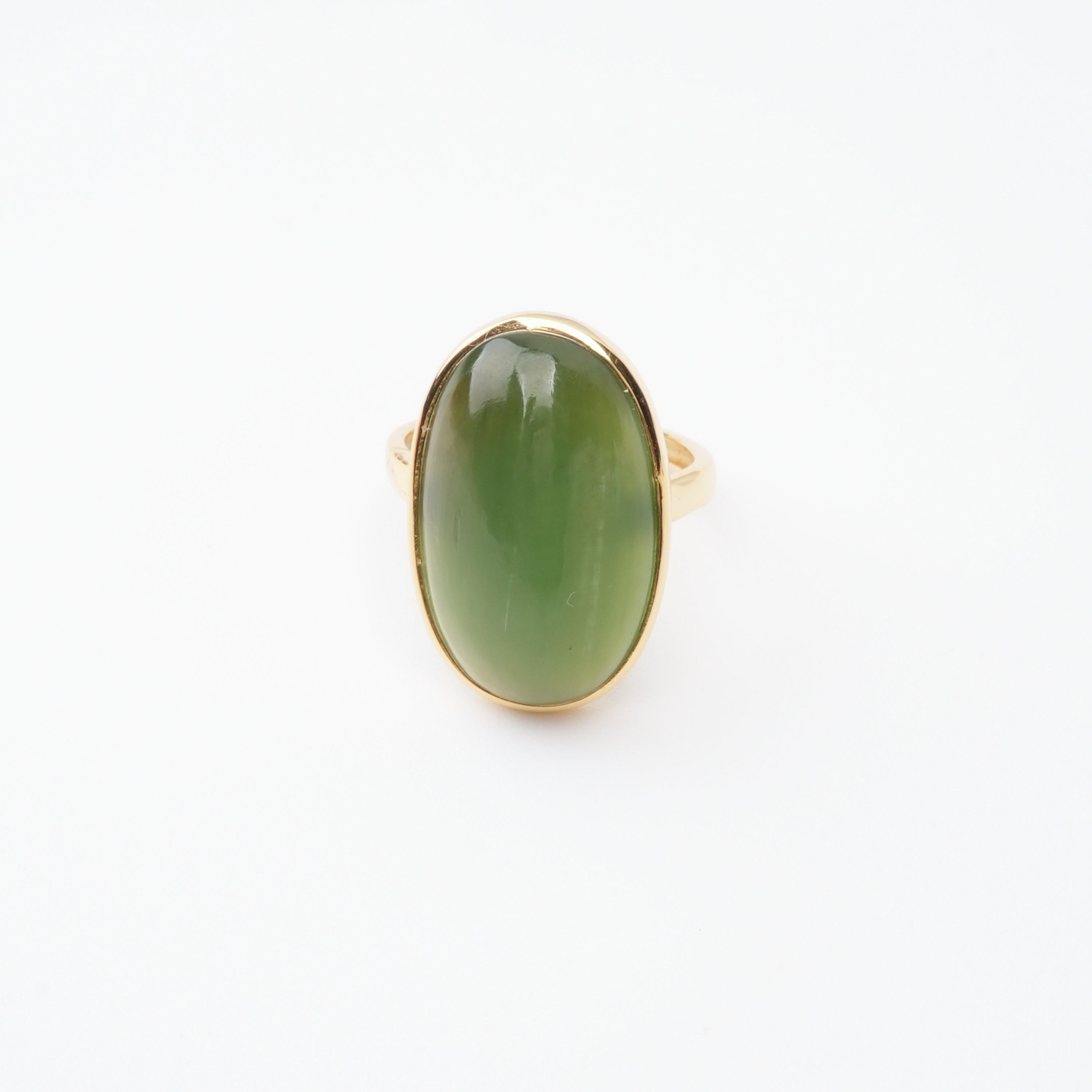 Yvonne Green Jasper Oval Cabochon Gold Plated Ring