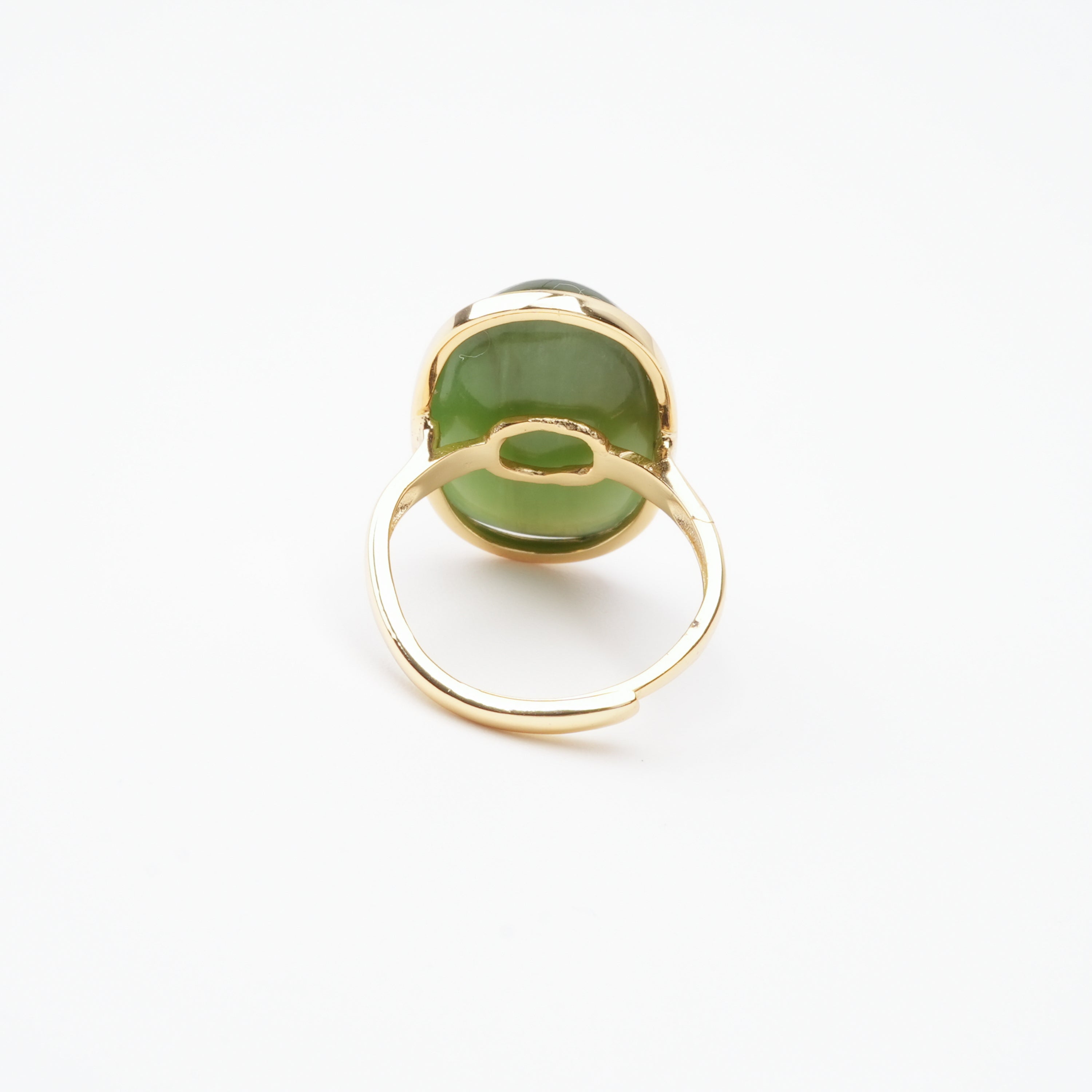 Yvonne Green Jasper Oval Cabochon Gold Plated Ring