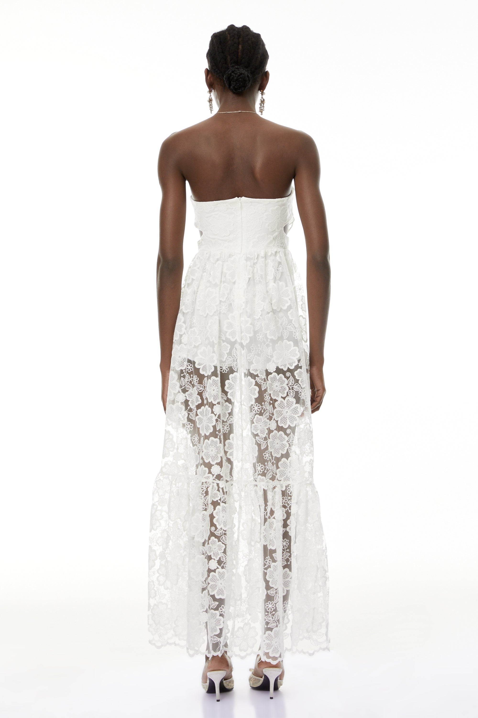 Zinhle White Cut-Out Floral Lace Maxi Dress