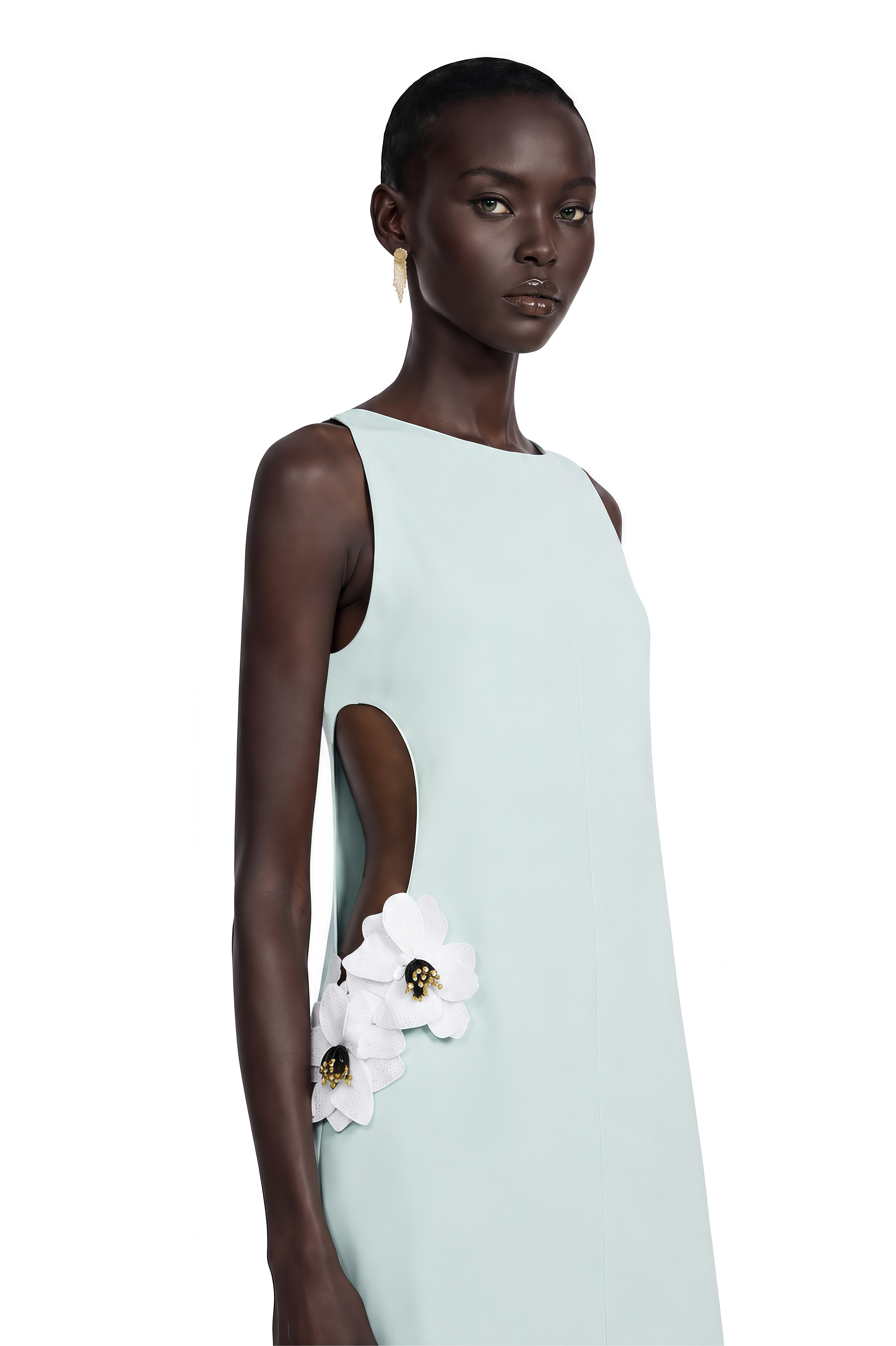 Zinnia Green Cut-Out Mini Dress with 3D Petals