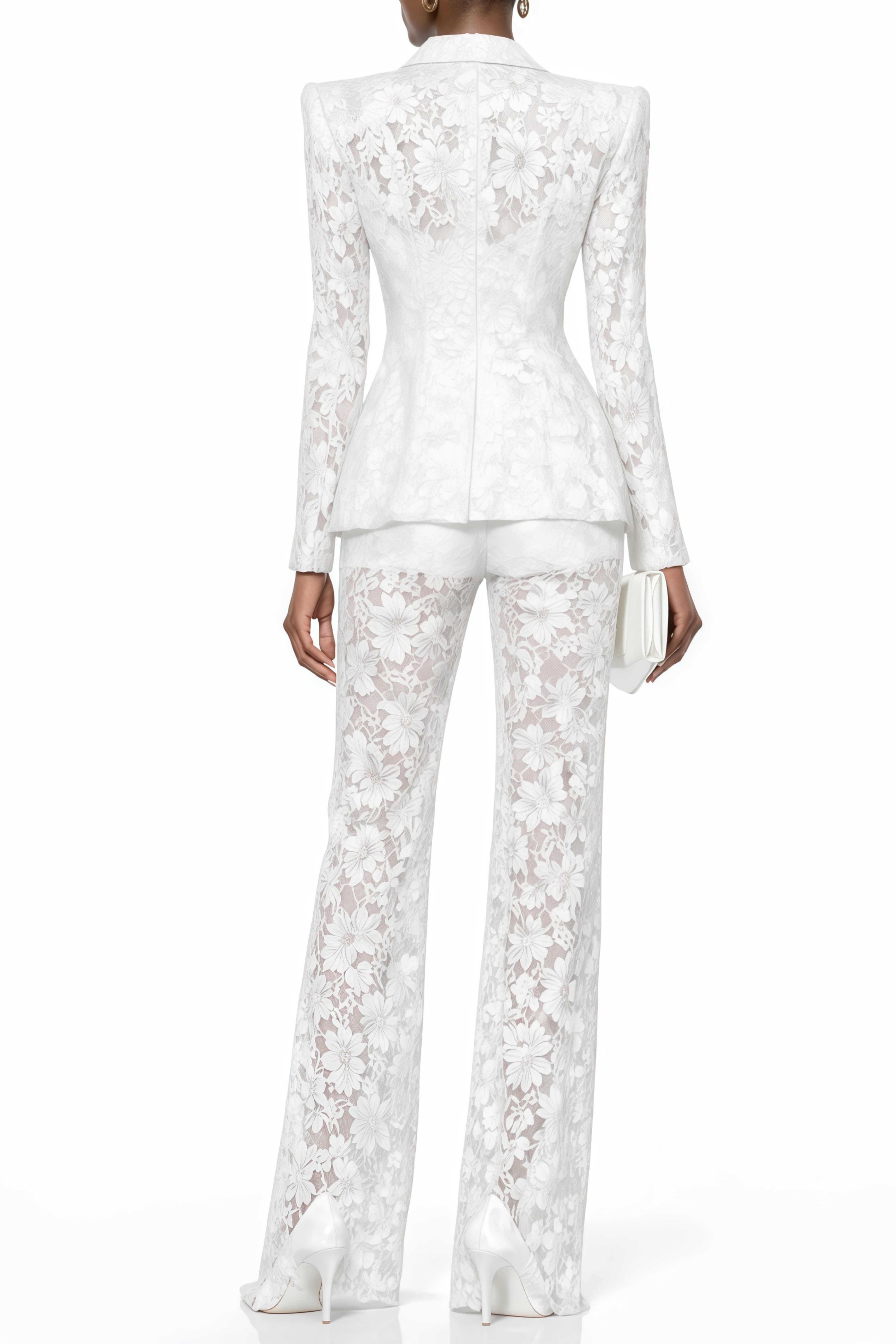 Zoé Sheer Lace Blazer & Trousers Matching Set