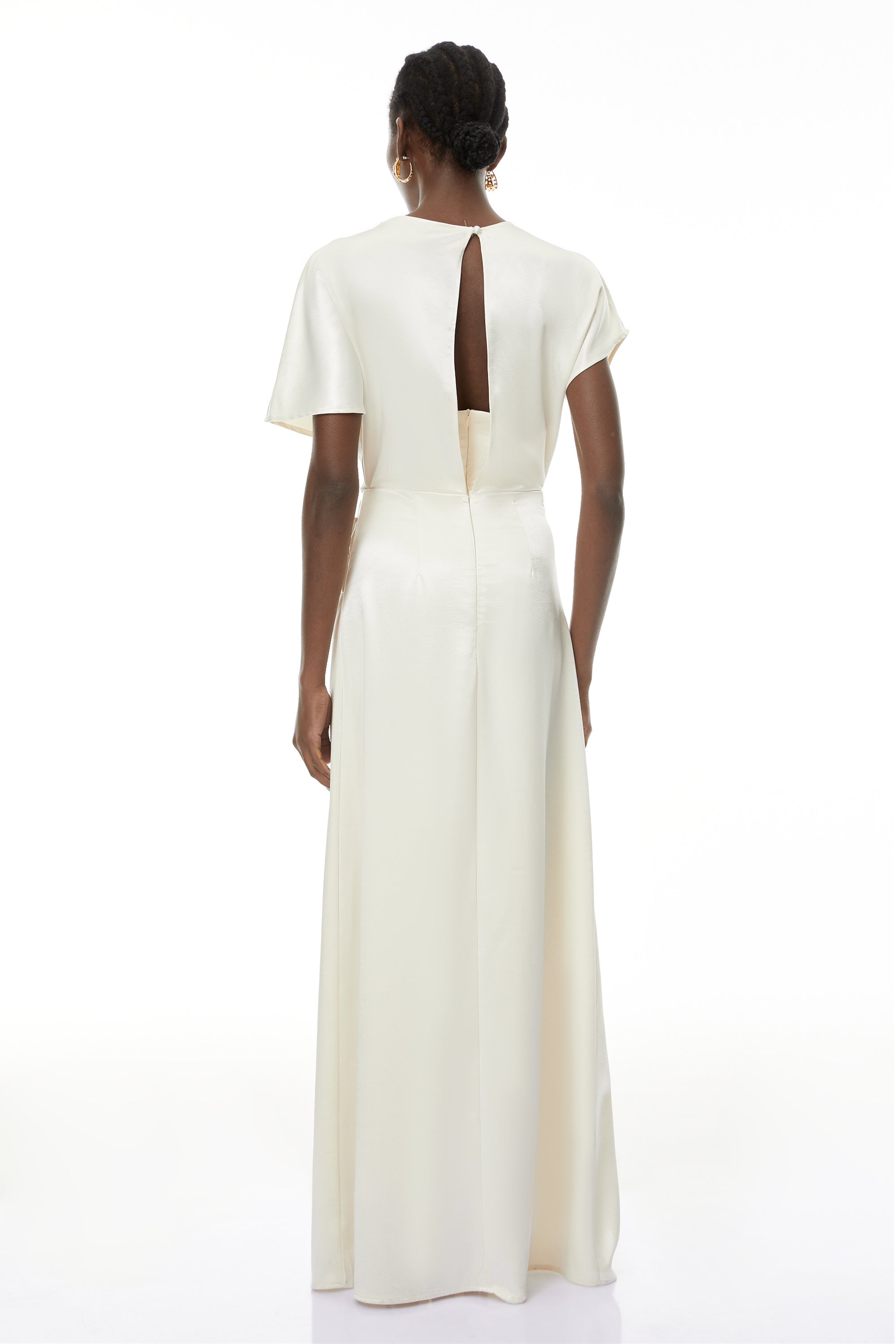 Zuzanna White Asymmetrical Glossy Maxi Dress