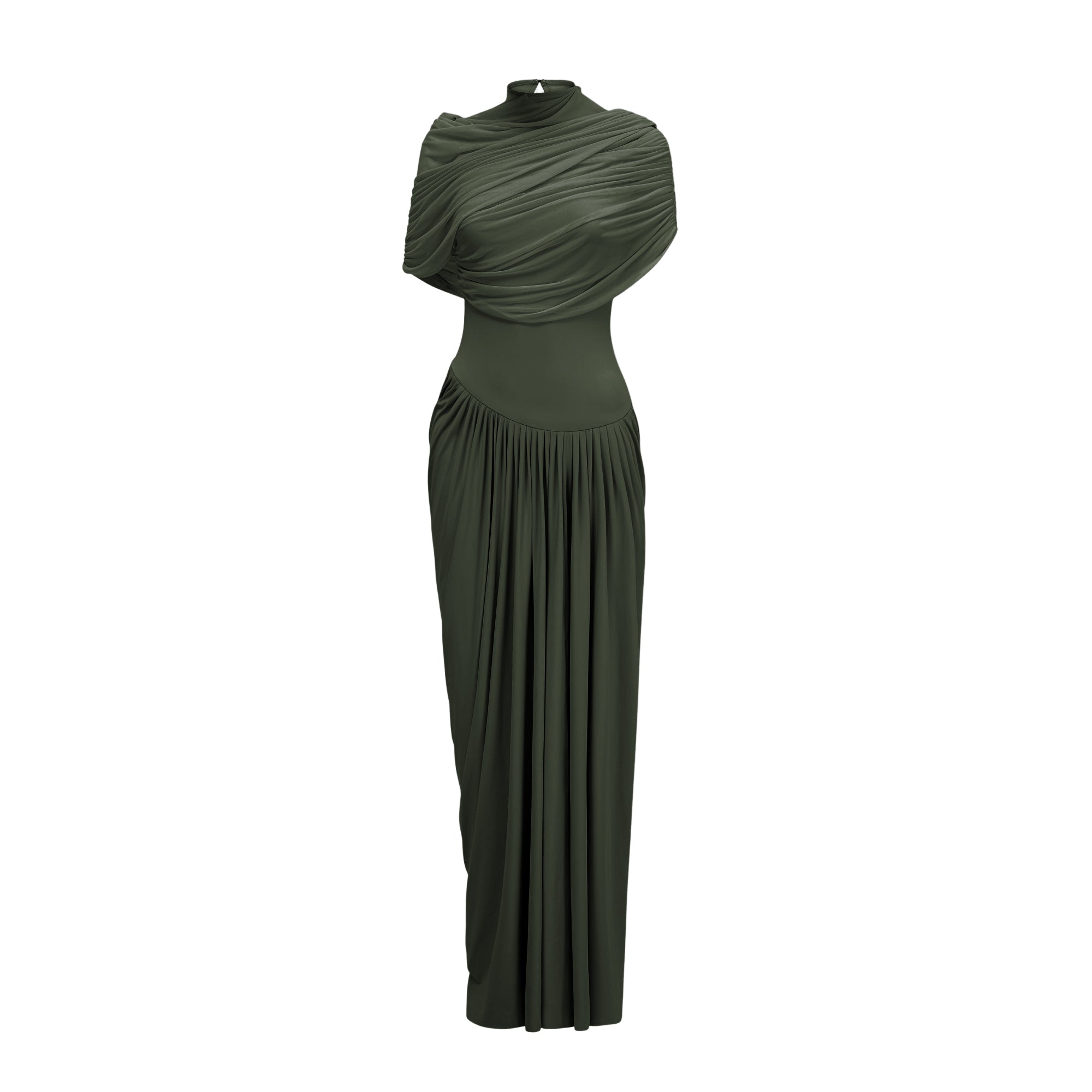 Asymmetrical Pleated Maxi Dress