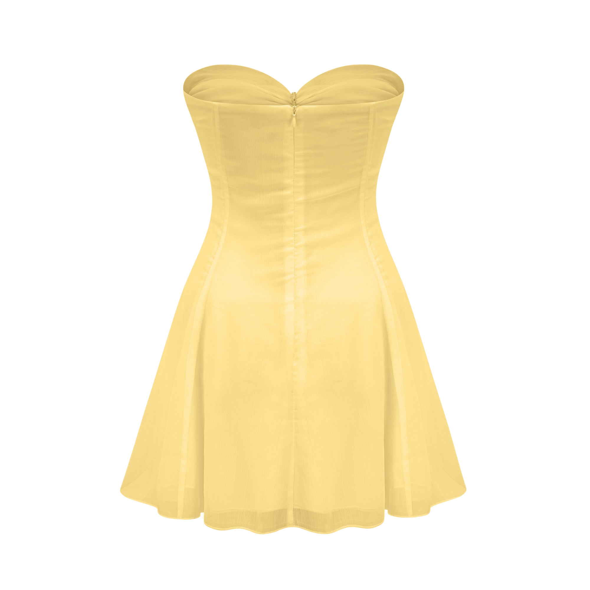 فستان قصير من Émilienne بفتحات وثنيات وأكتاف مكشوفة