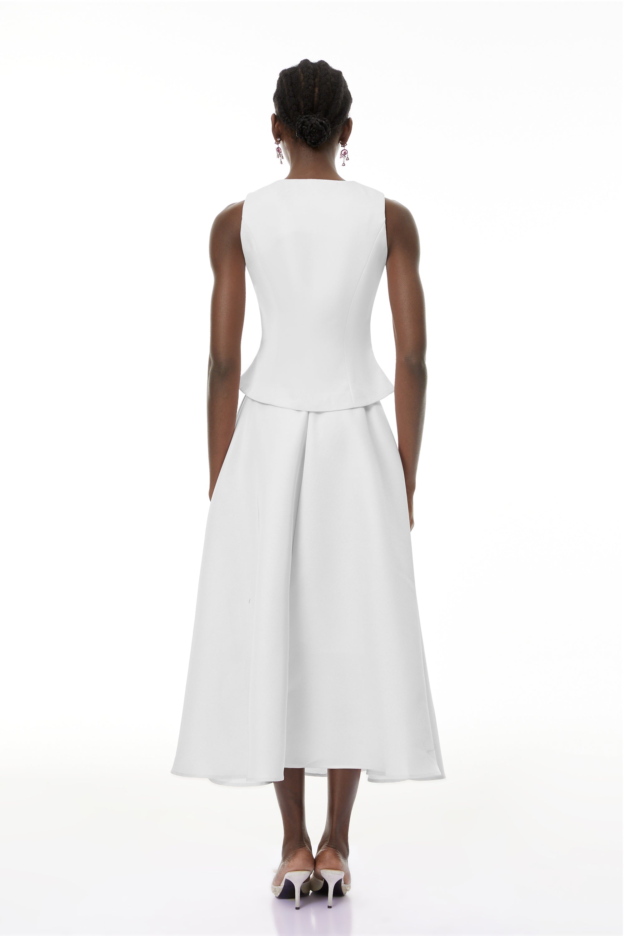 Wilhelmine White Embellished Top & Skirt Set